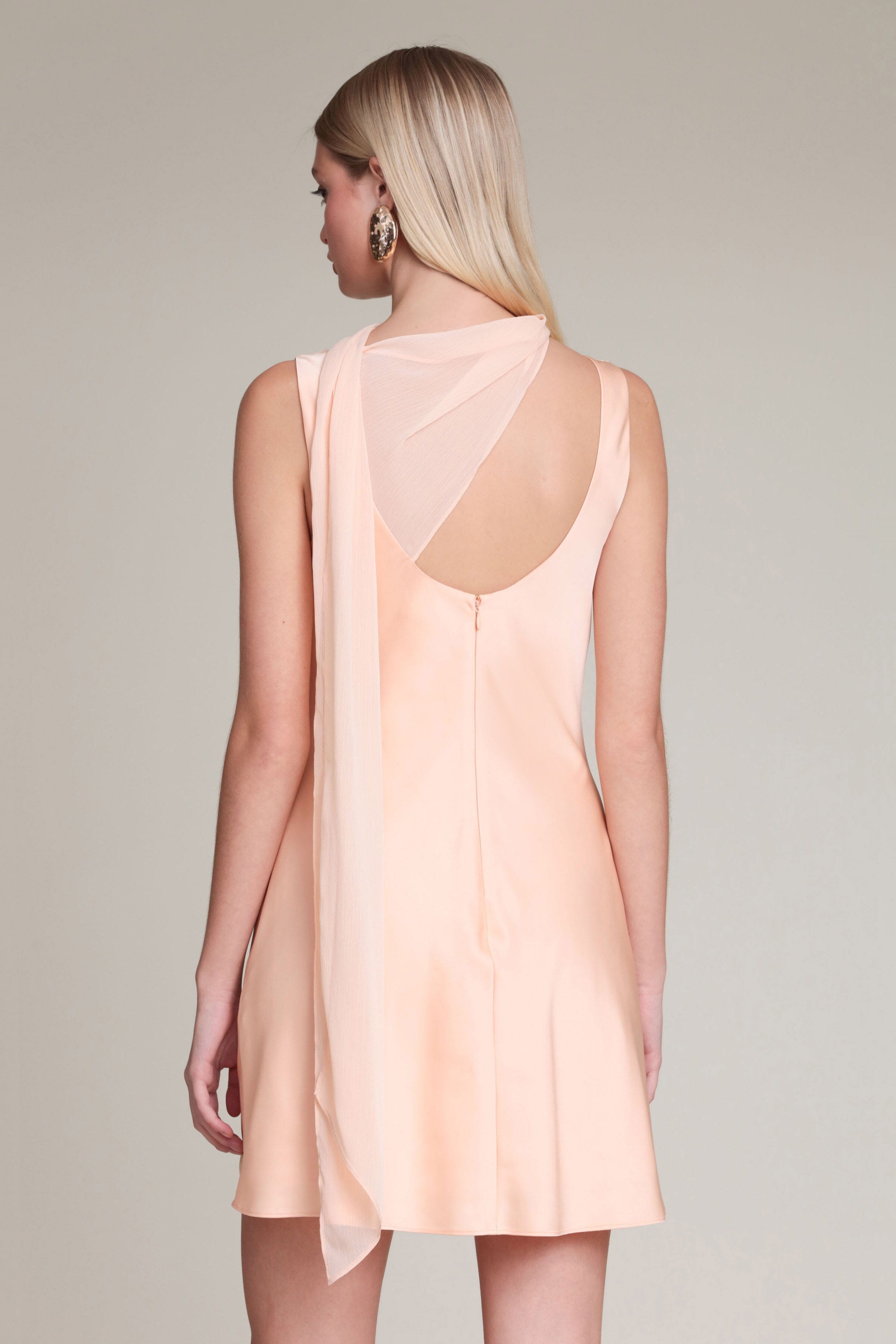 Avec Les Filles Women's Cowl Neck Mini Dress - Peach - Size 12 Avec Les Filles Women's Cowl Neck Mini Dress - Peach - Size 12