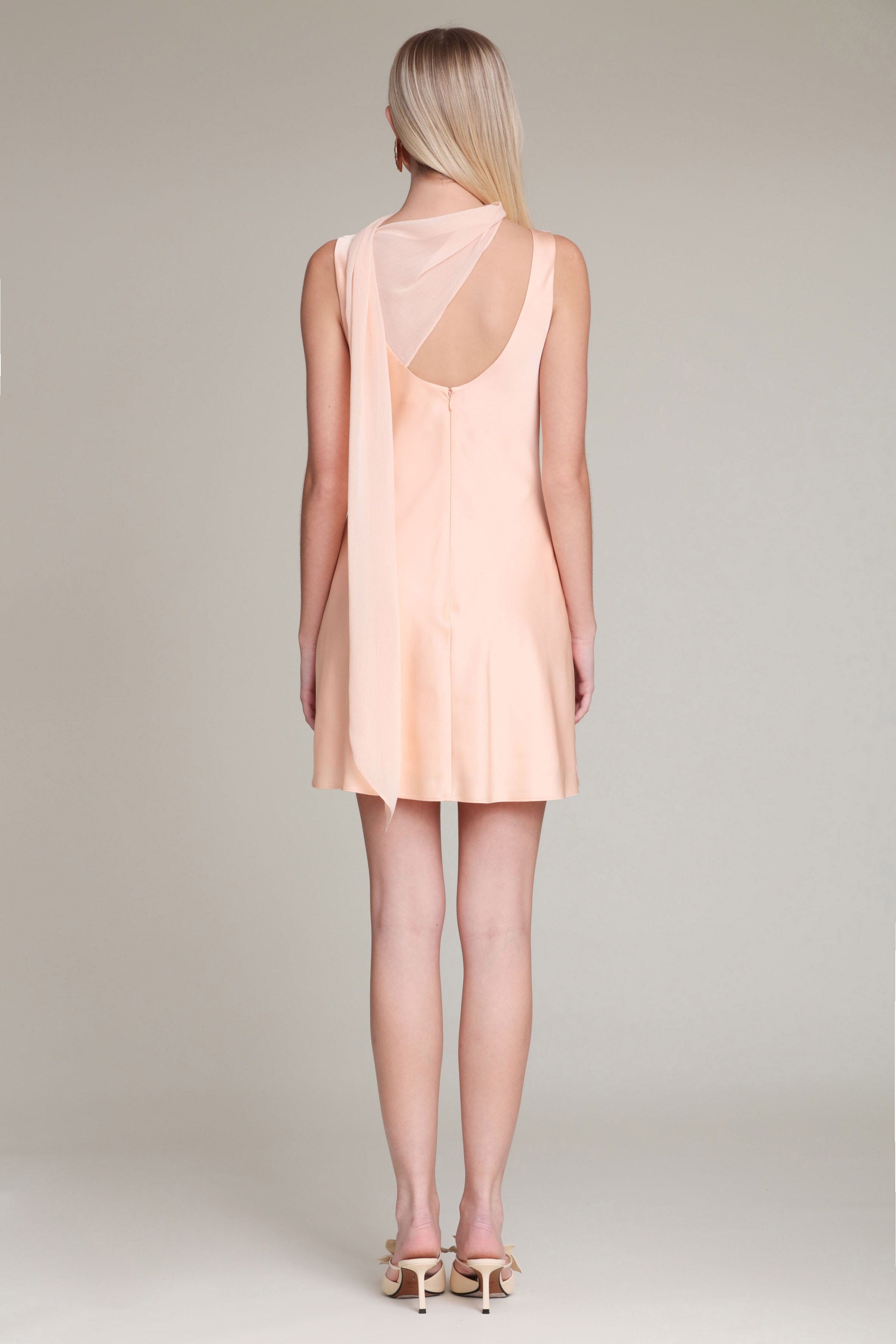 Satin scarf tie peach pink mini dress by Avec Les Filles