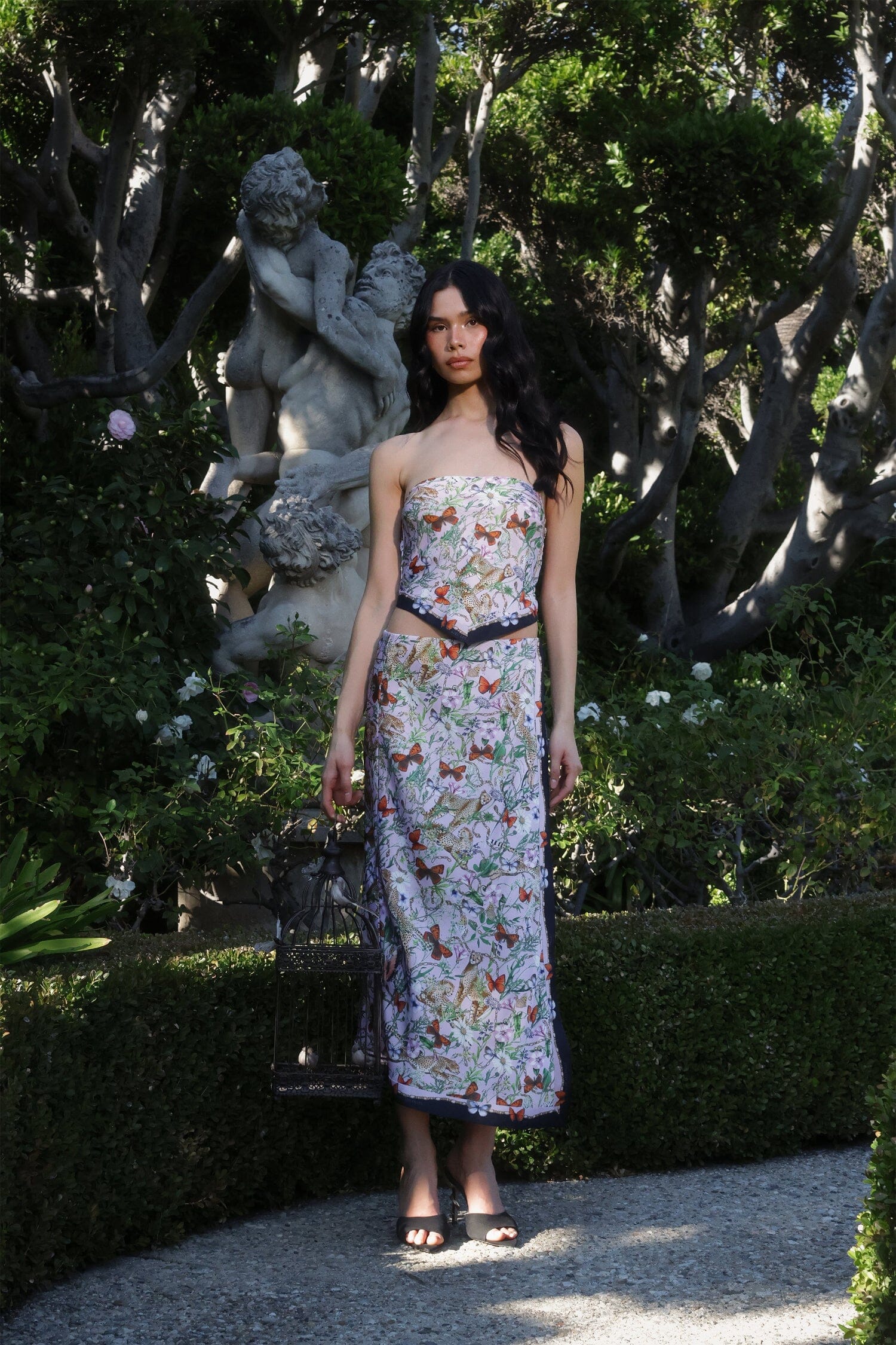 Botanical Satin Scarf Crop Top Shirts & Tops Avec Les Filles 