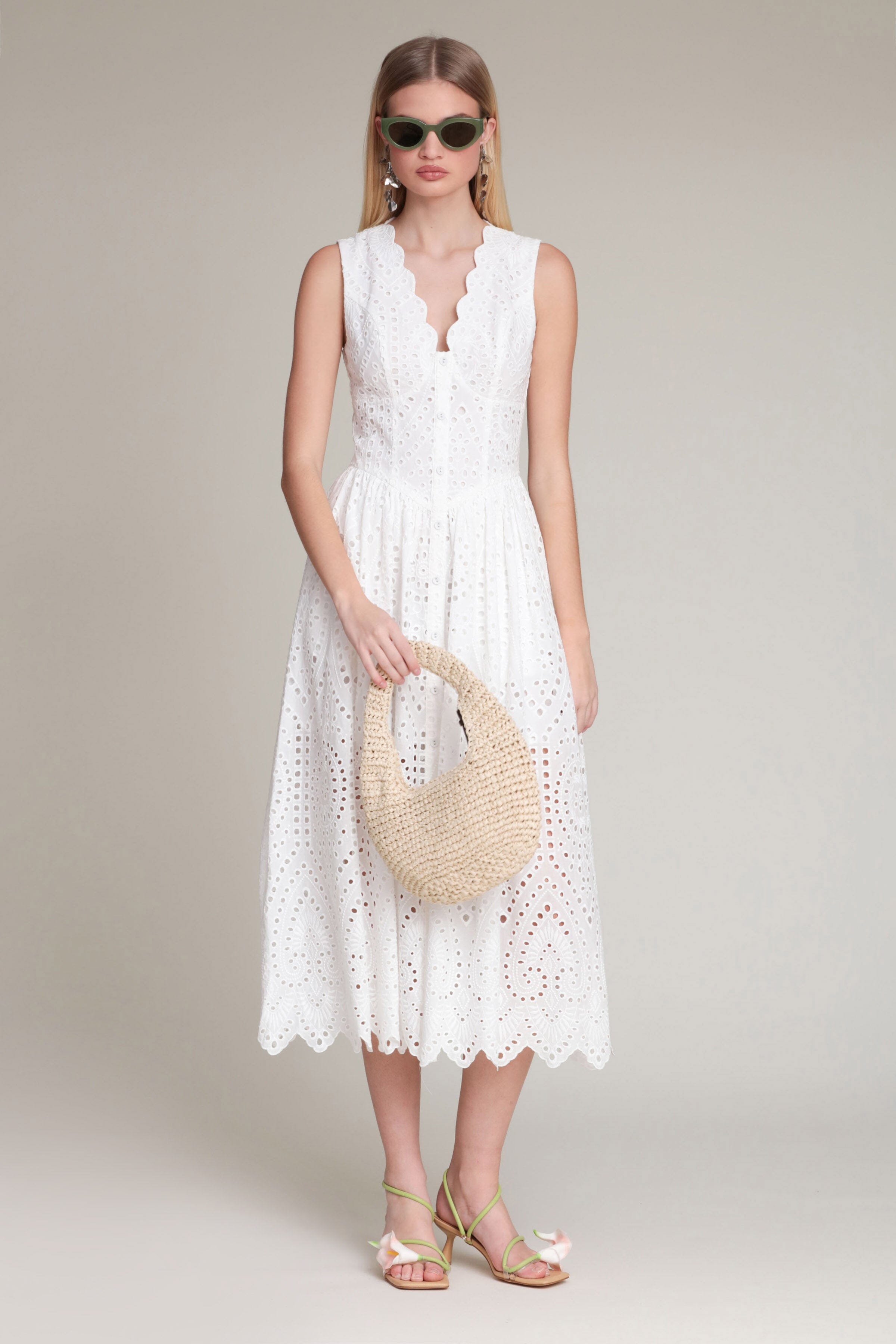 Cotton midi dress with sleeveless and V-neck - Shop women's aline midi dresses by Avec Les Filles