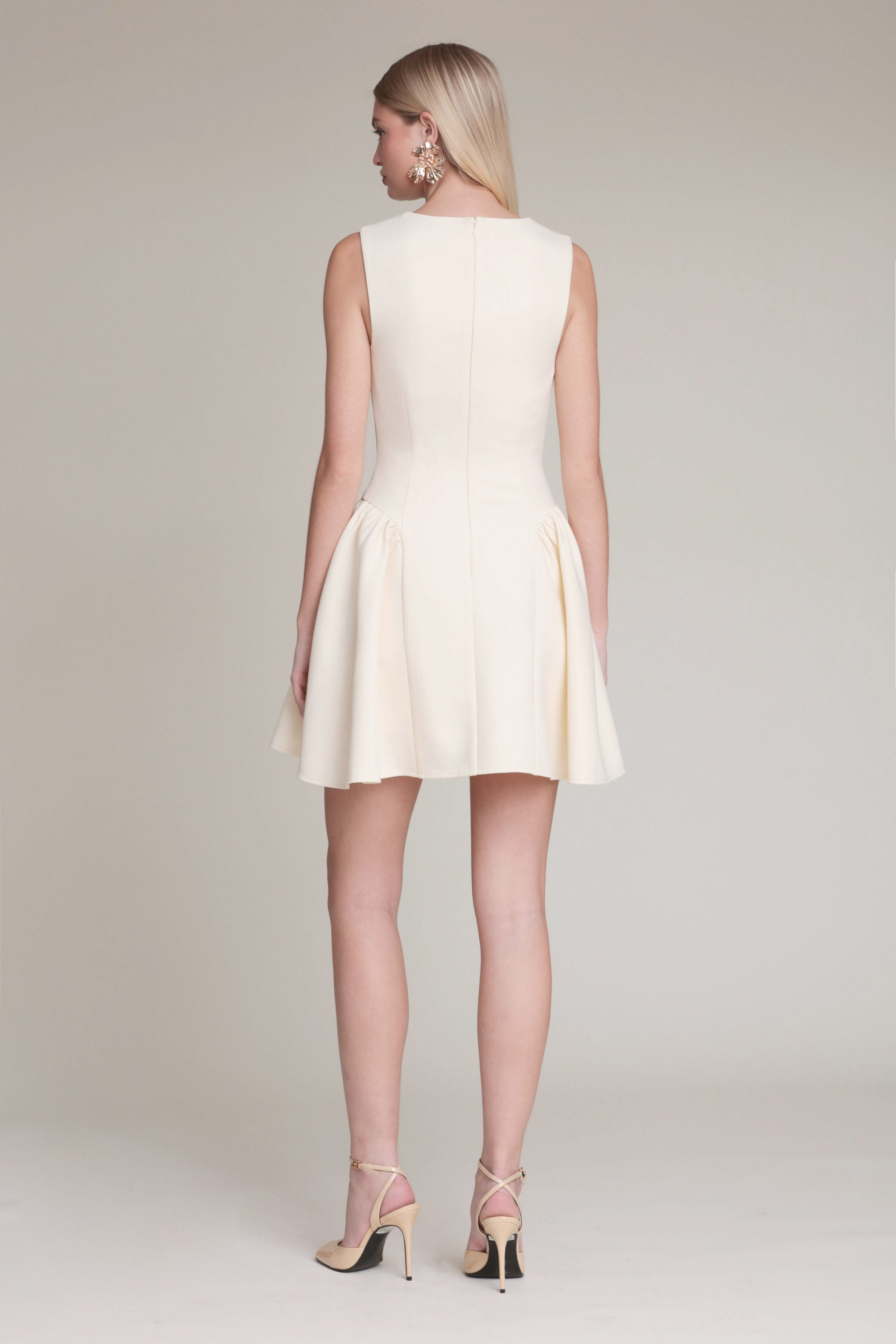 Ivory fit & flare mini dress with wide shoulder straps - Shop cute women’s mini dresses by Avec Les Filles