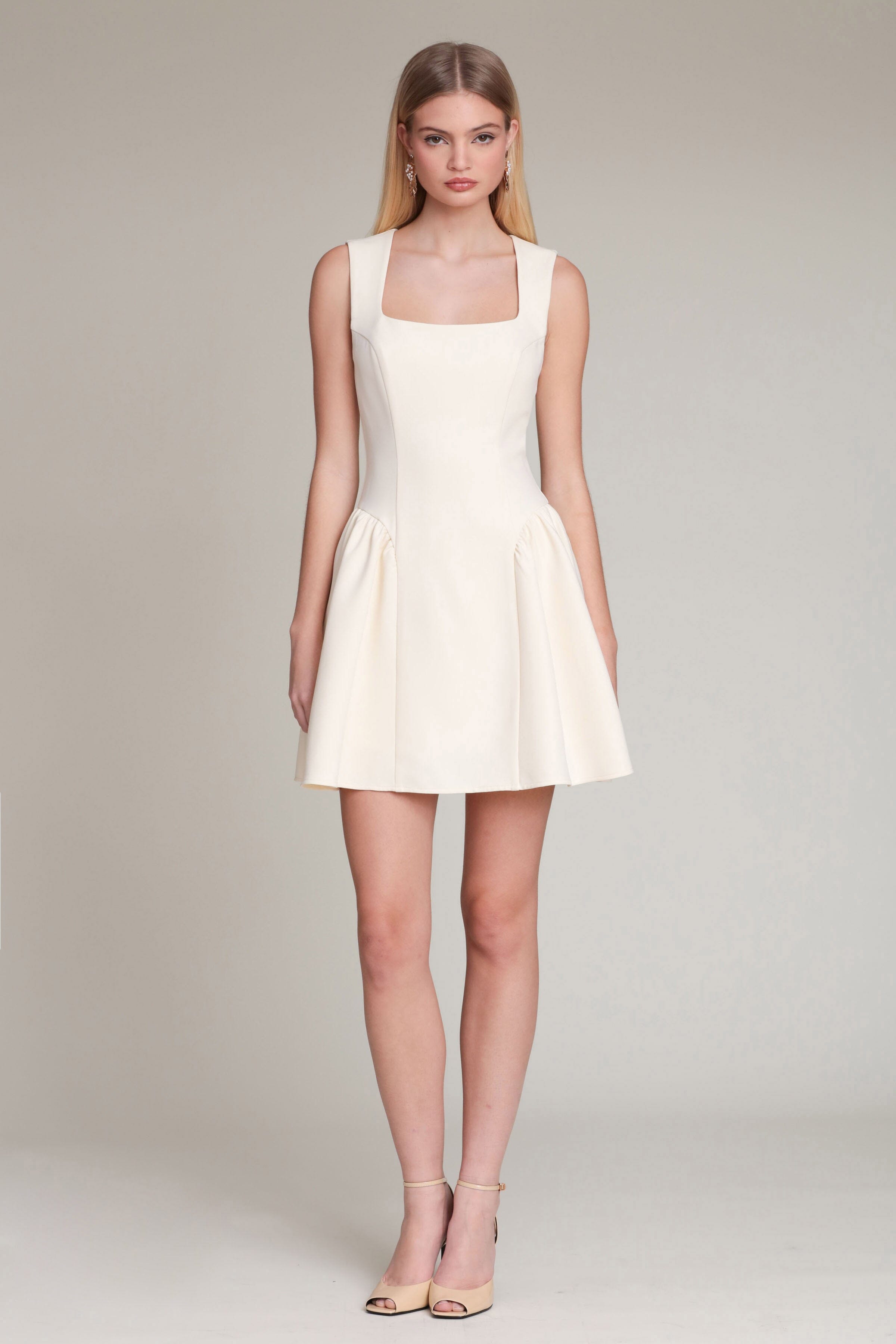 Ivory mini dress with wide shoulder straps - Shop cute women’s mini dresses by Avec Les Filles