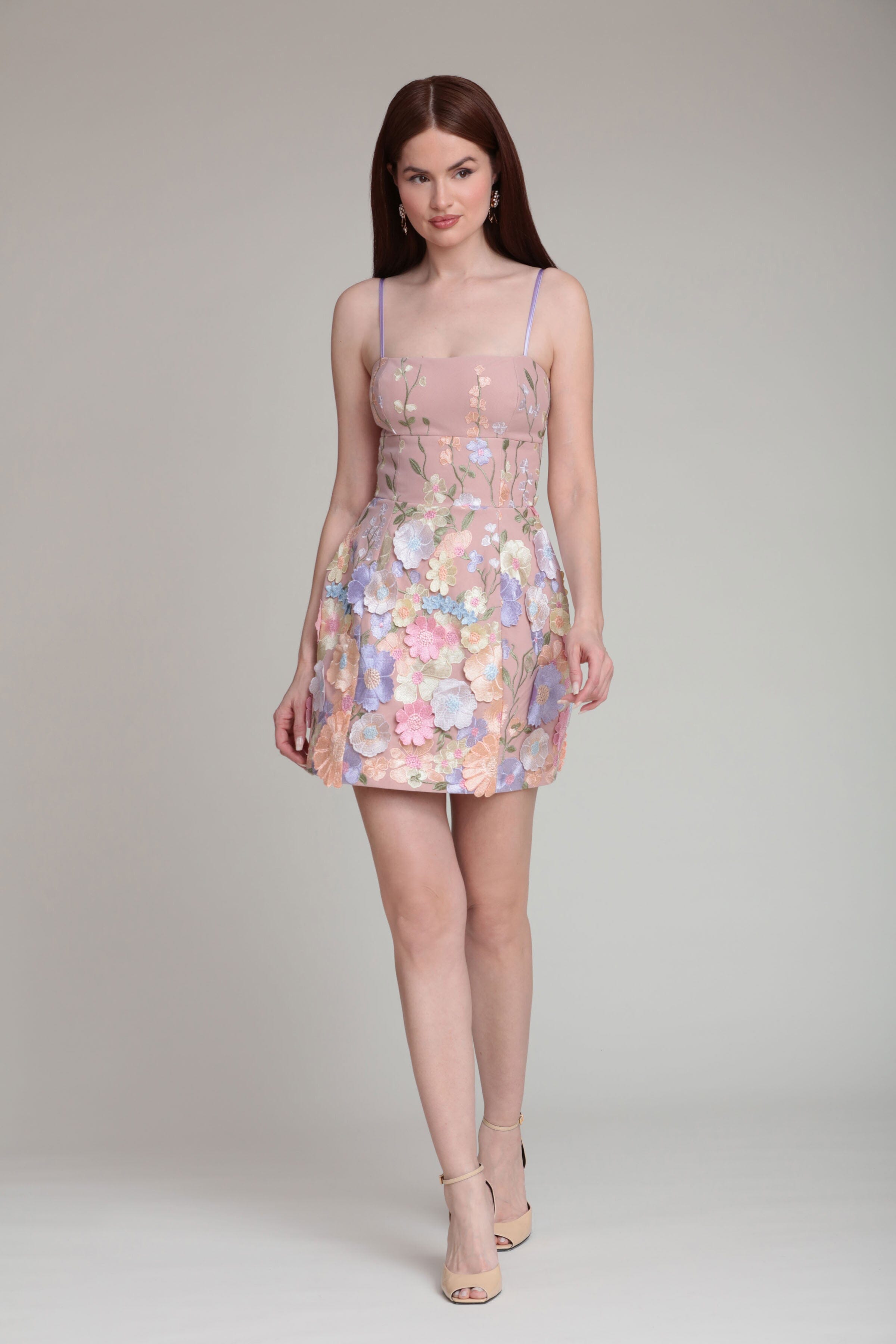 Embroidered multicolor floral mini dress with adjustable straps - Shop women's cute mini dresses by Avec Les Filles