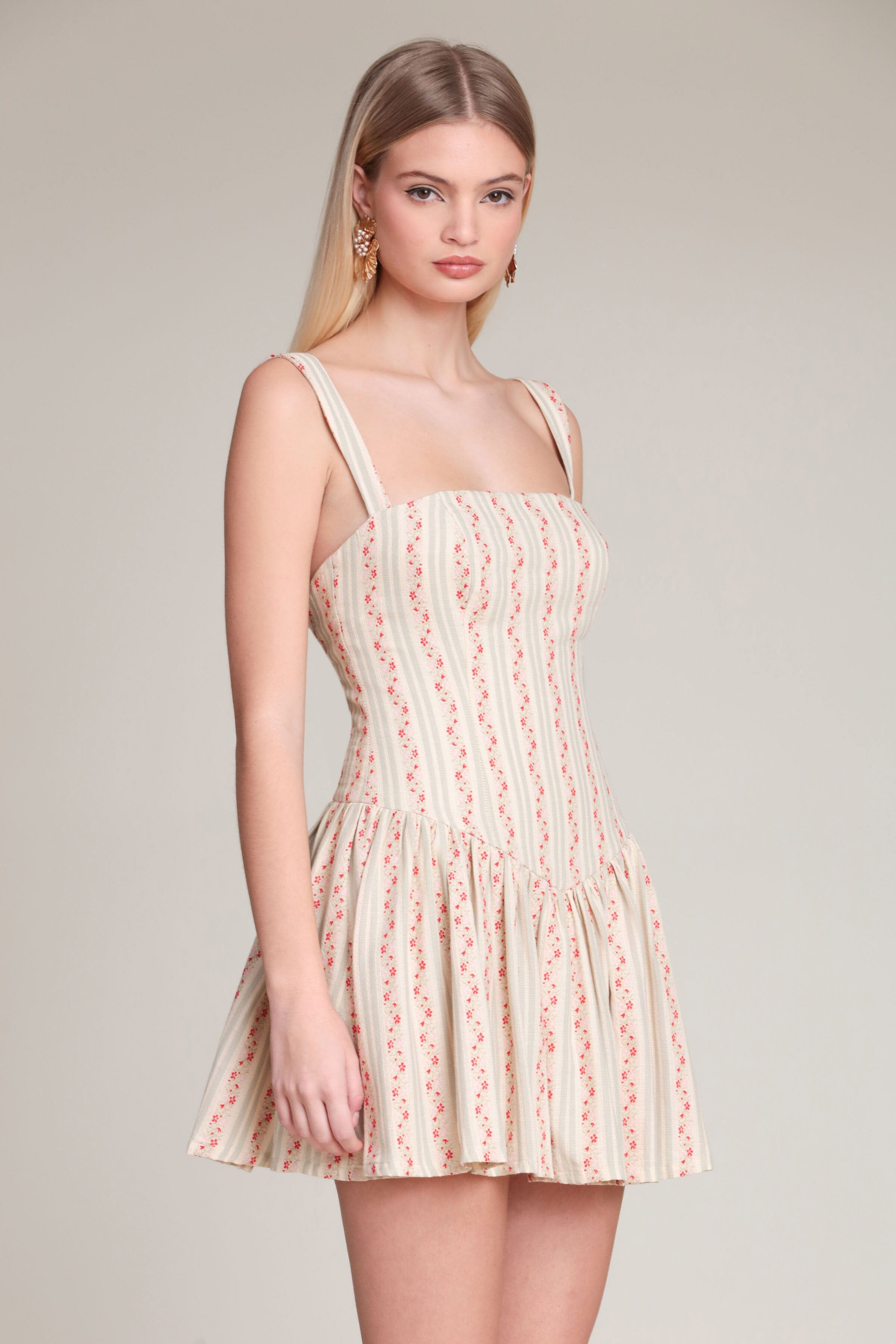 Multicolor floral cotton mini dress with a square neckline - Shop cute women’s mini dresses by Avec Les Filles