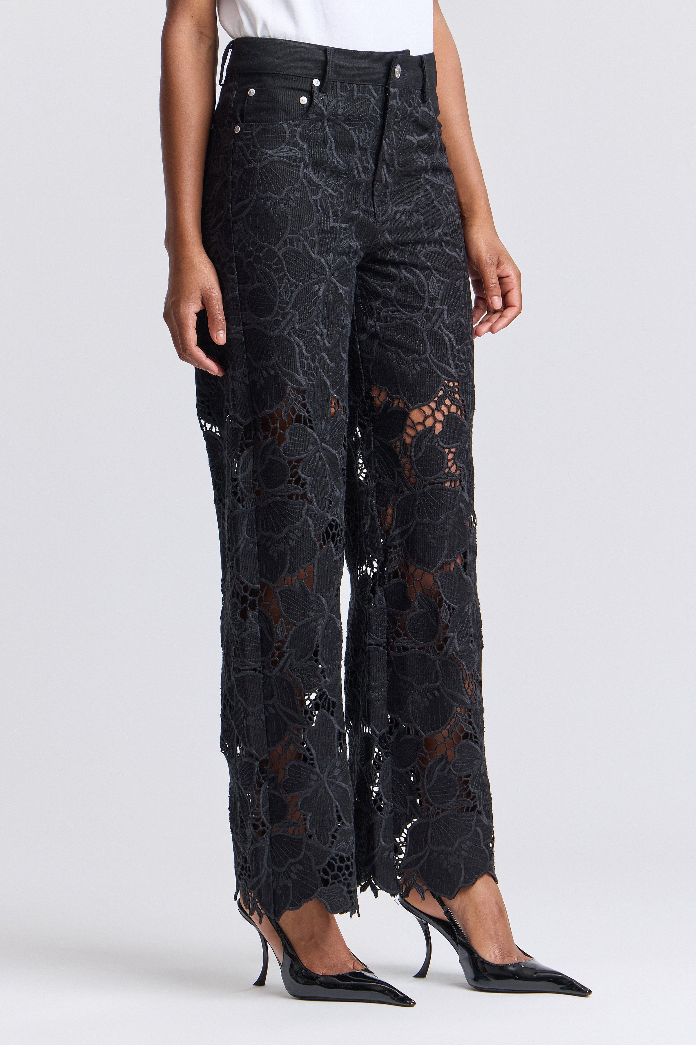 Guipure embroidered wide leg pants​ with a high-rise waist - Shop women’s cute pants by Avec Les Filles.