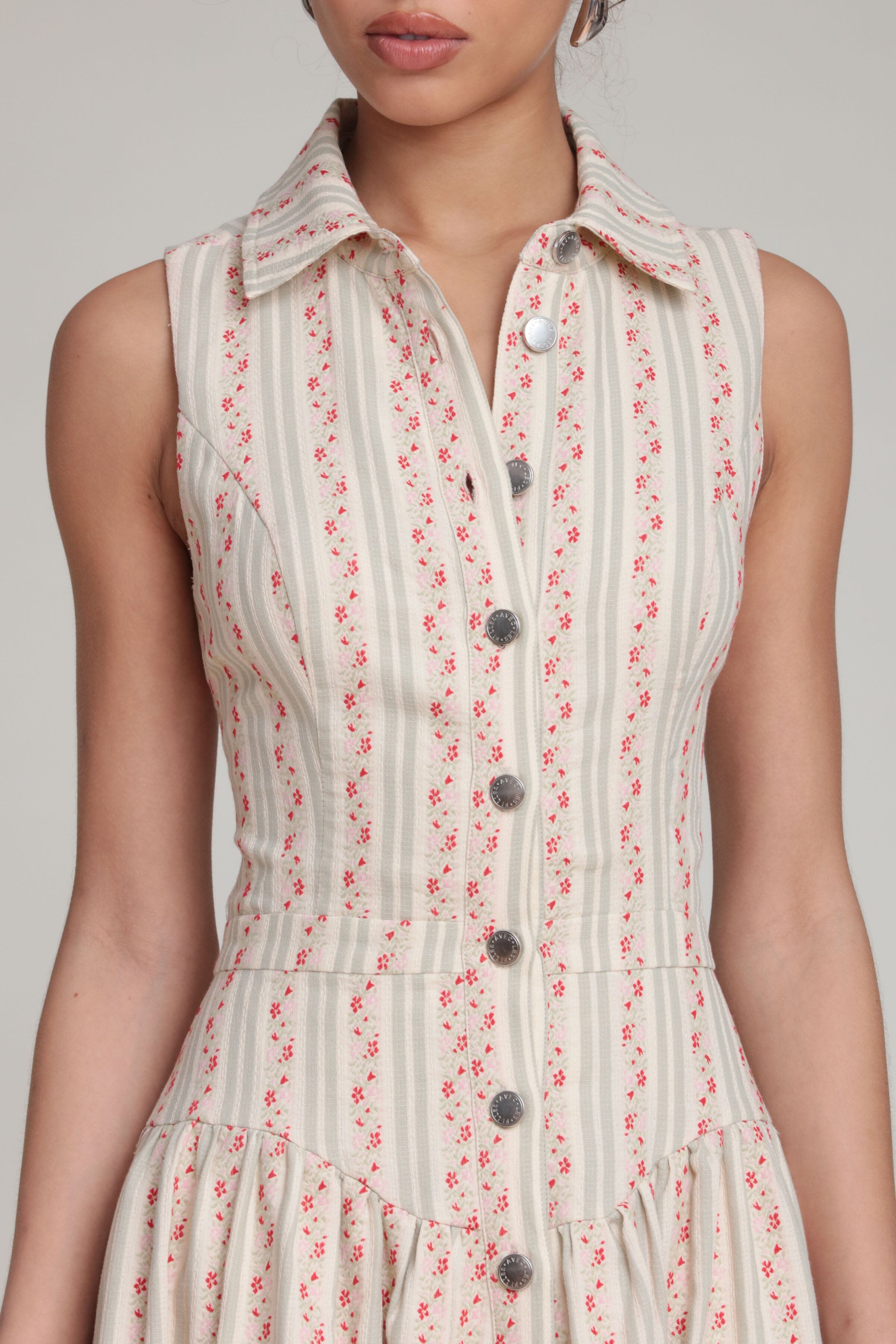 Floral multicolor stripe button-front midi dress - Shop cute women's midi dresses by Avec Les Filles