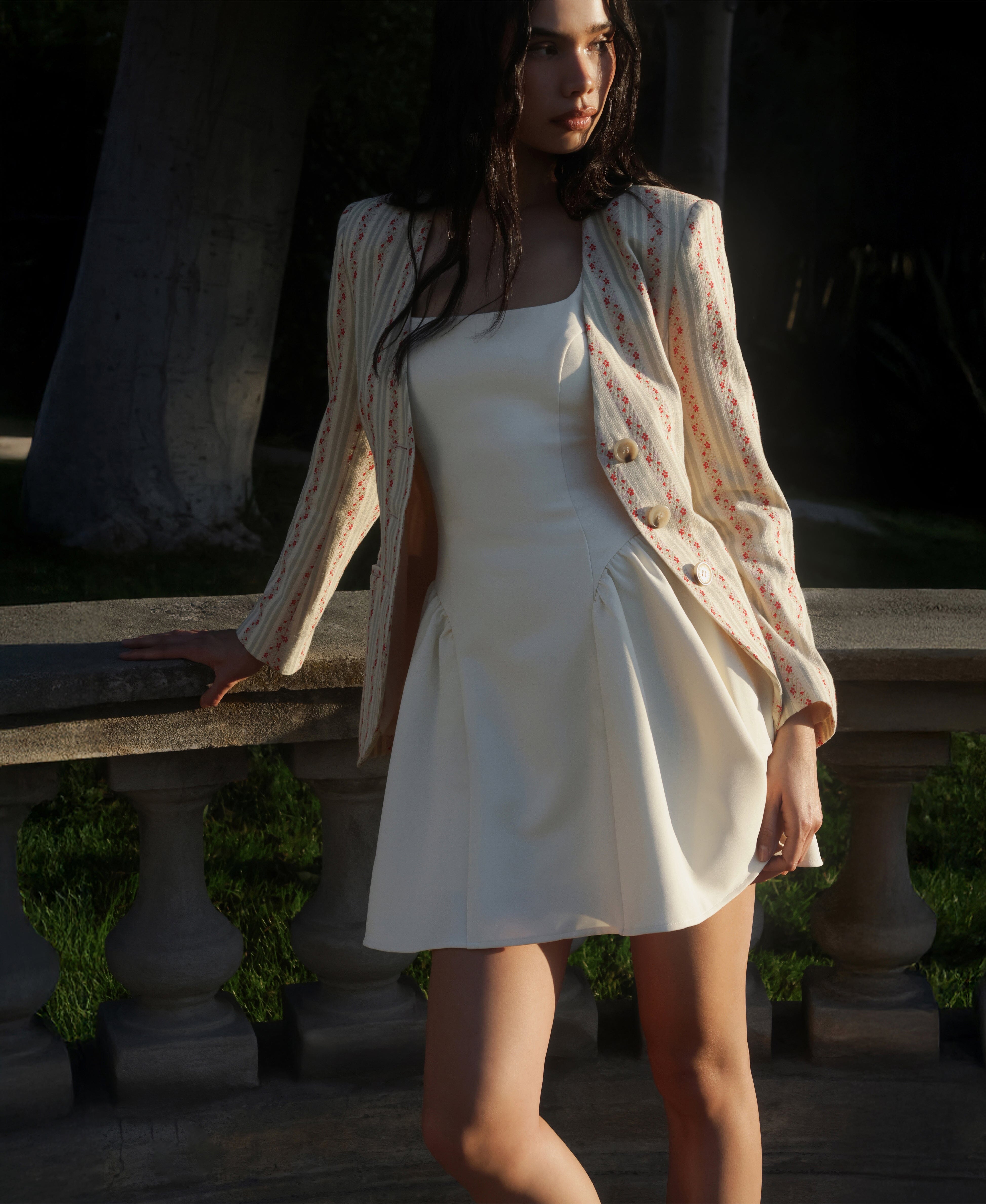 Floral Stripe Linen Blend Blazer Coats & Jackets Avec Les Filles 