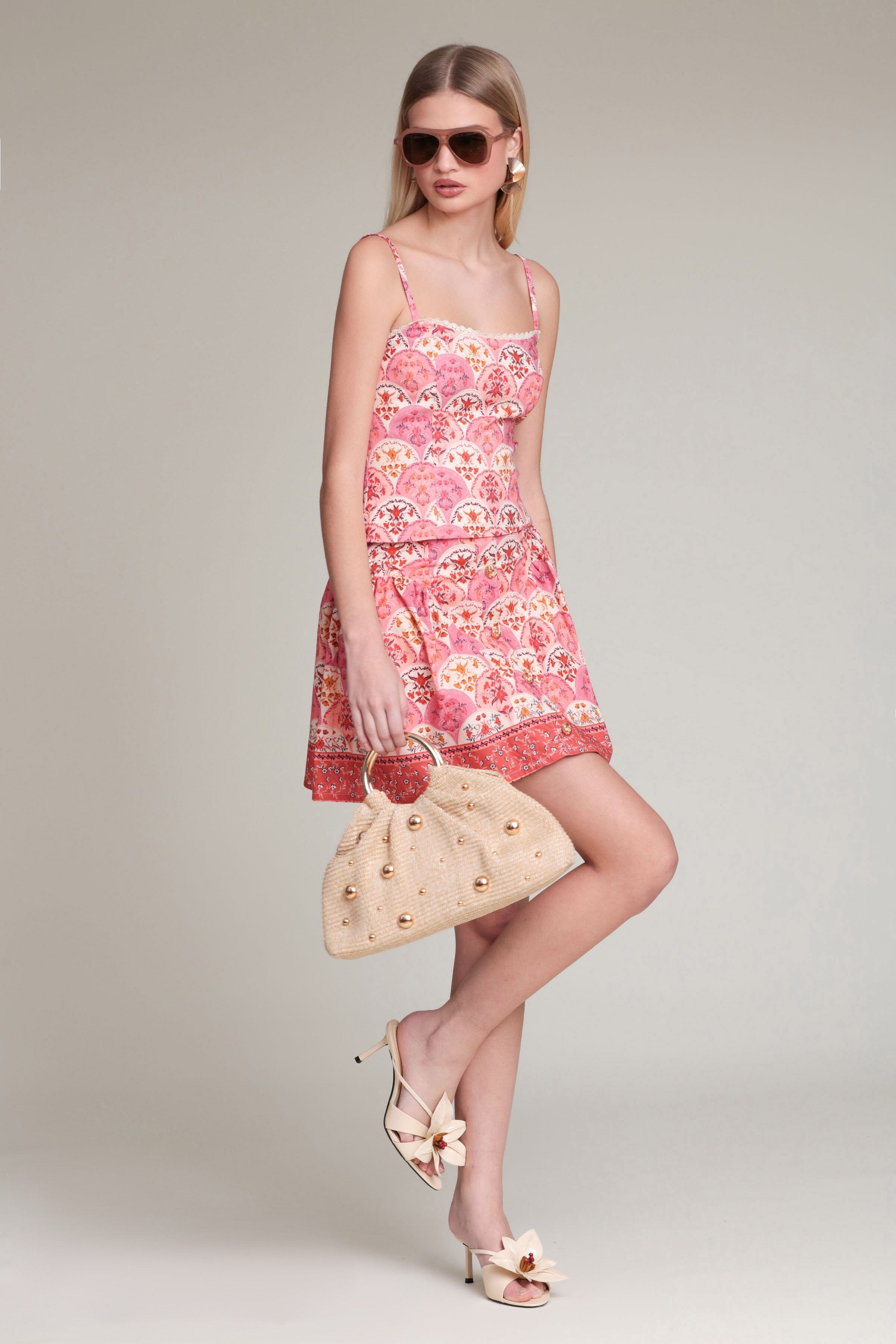 Floral linen blend pink cami top - Shop women's cute cami tank tops by Avec Les Filles