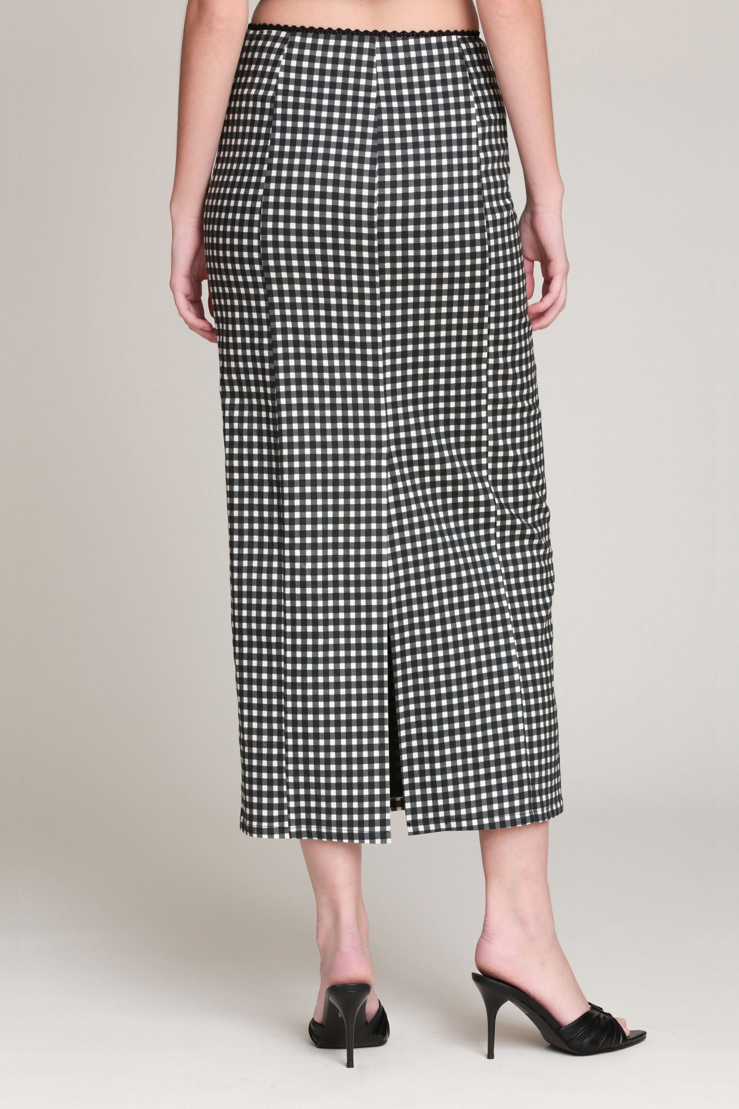 Black gingham high-rise linen maxi skirt - Shop women’s cute maxi skirts by Avec Les Filles