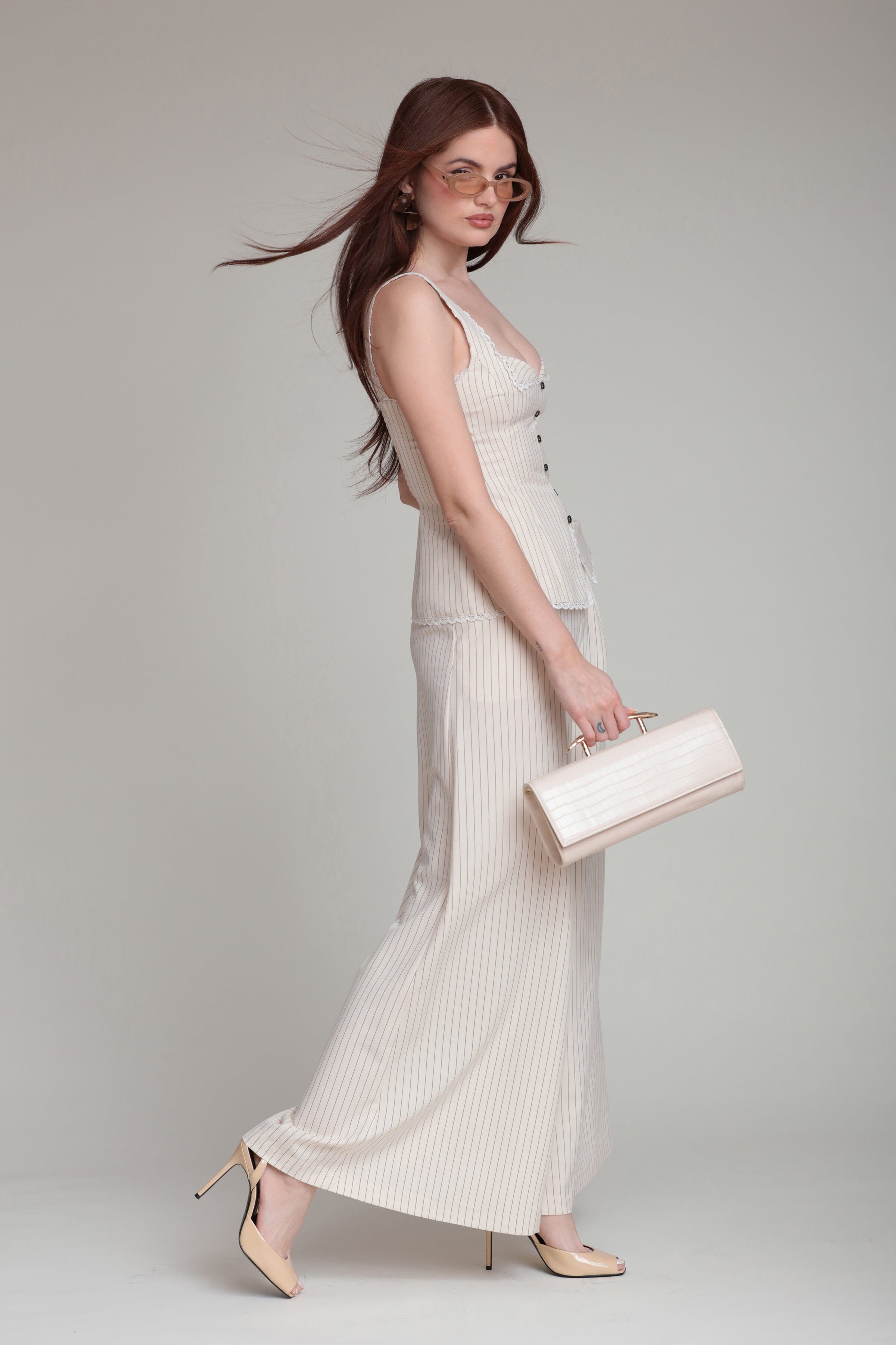 Cream and black striped tank top with a square neck and button-front - Shop women's cute tank tops by Avec Les Filles