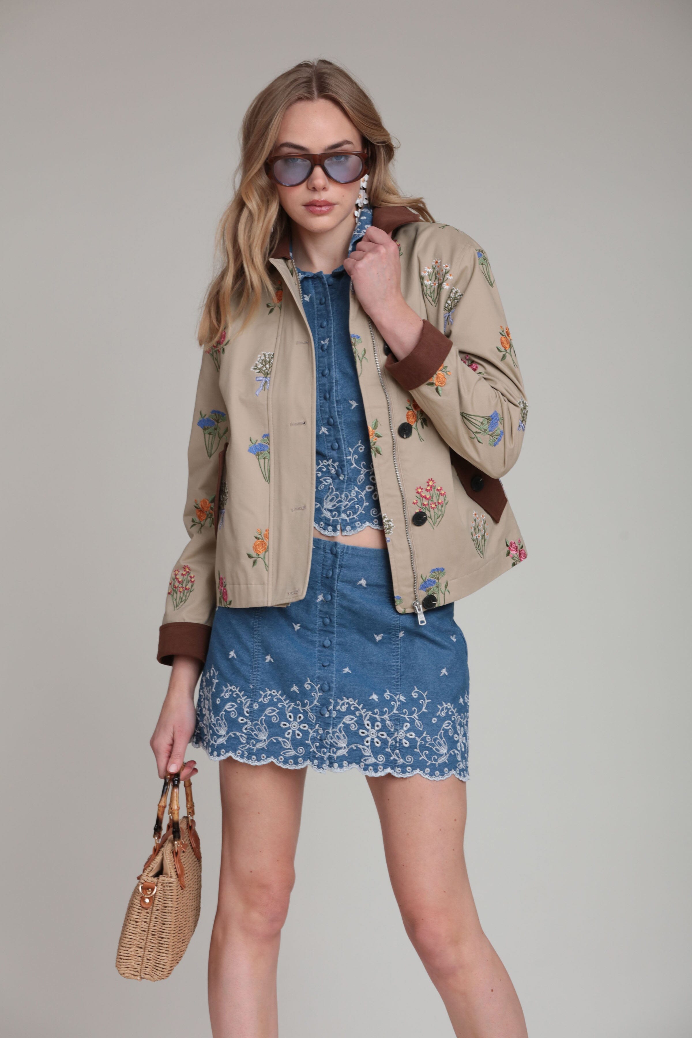 Cotton utility khaki jacket - Shop designer women's cute coats & jackets by Avec Les Filles