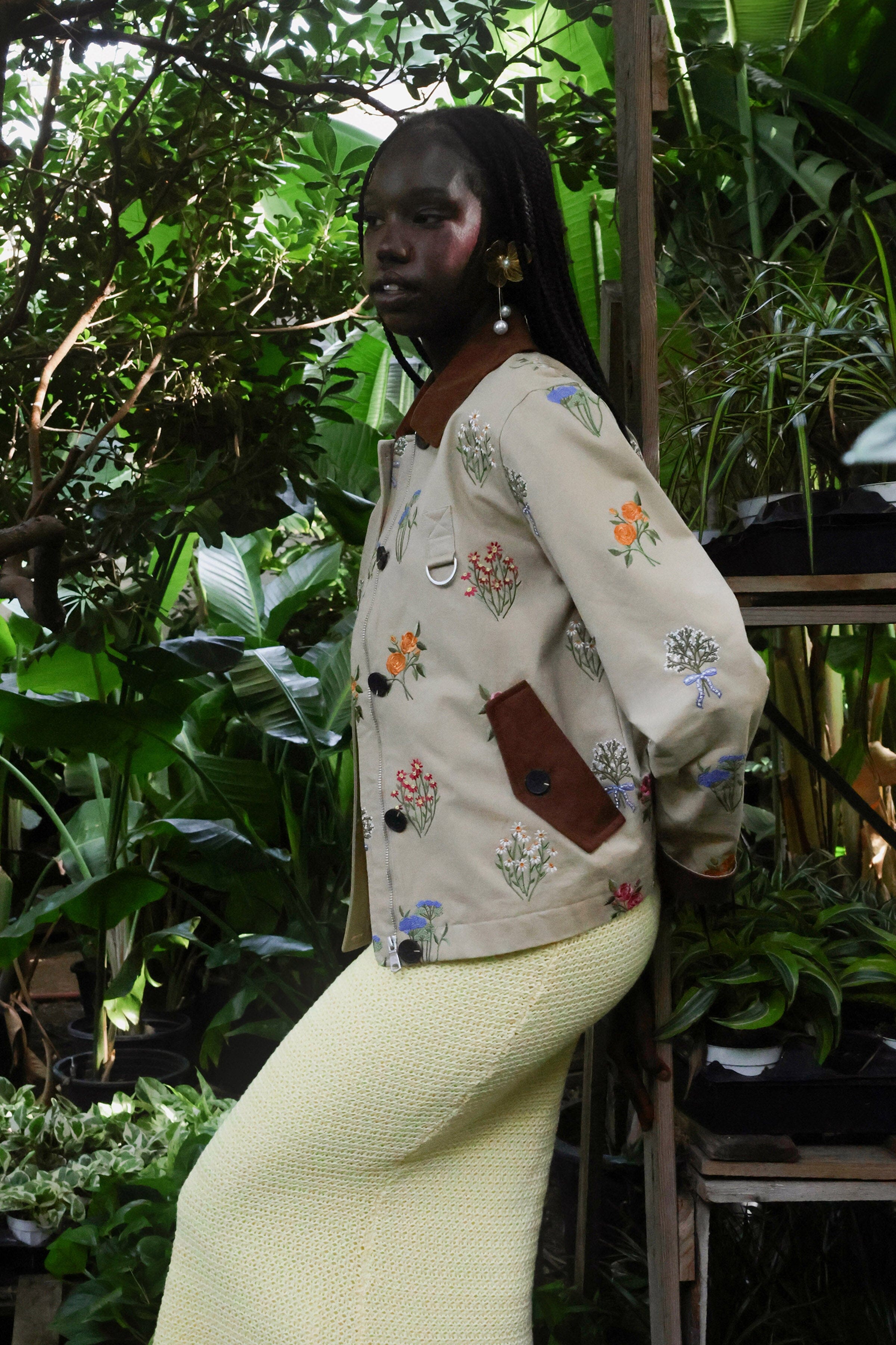 Cotton utility khaki floral jacket - Shop women's cute coats & jackets by Avec Les Filles