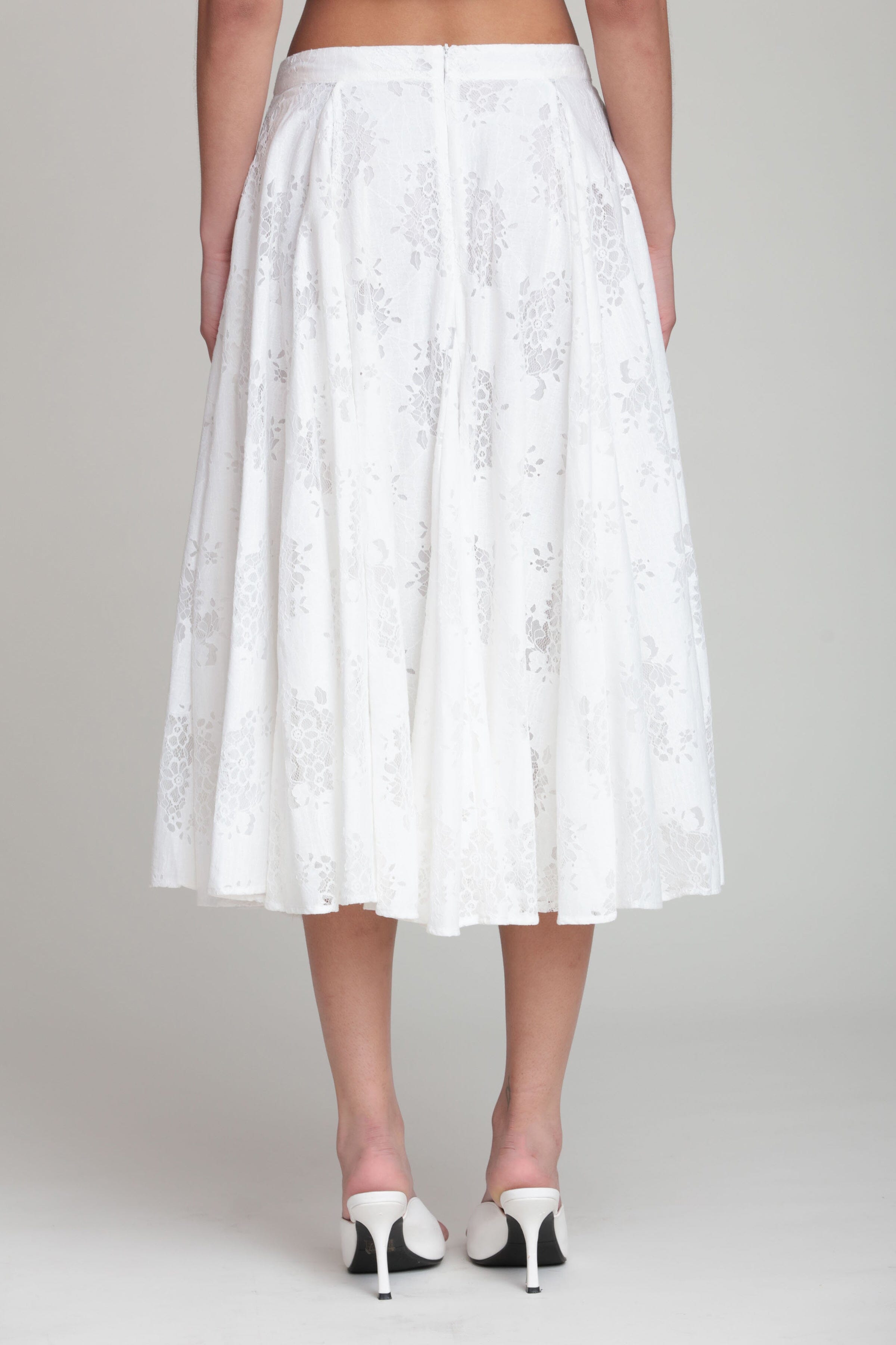 Flared white cotton midi skirt - Shop designer women's cute midi dresses by Avec Les Filles