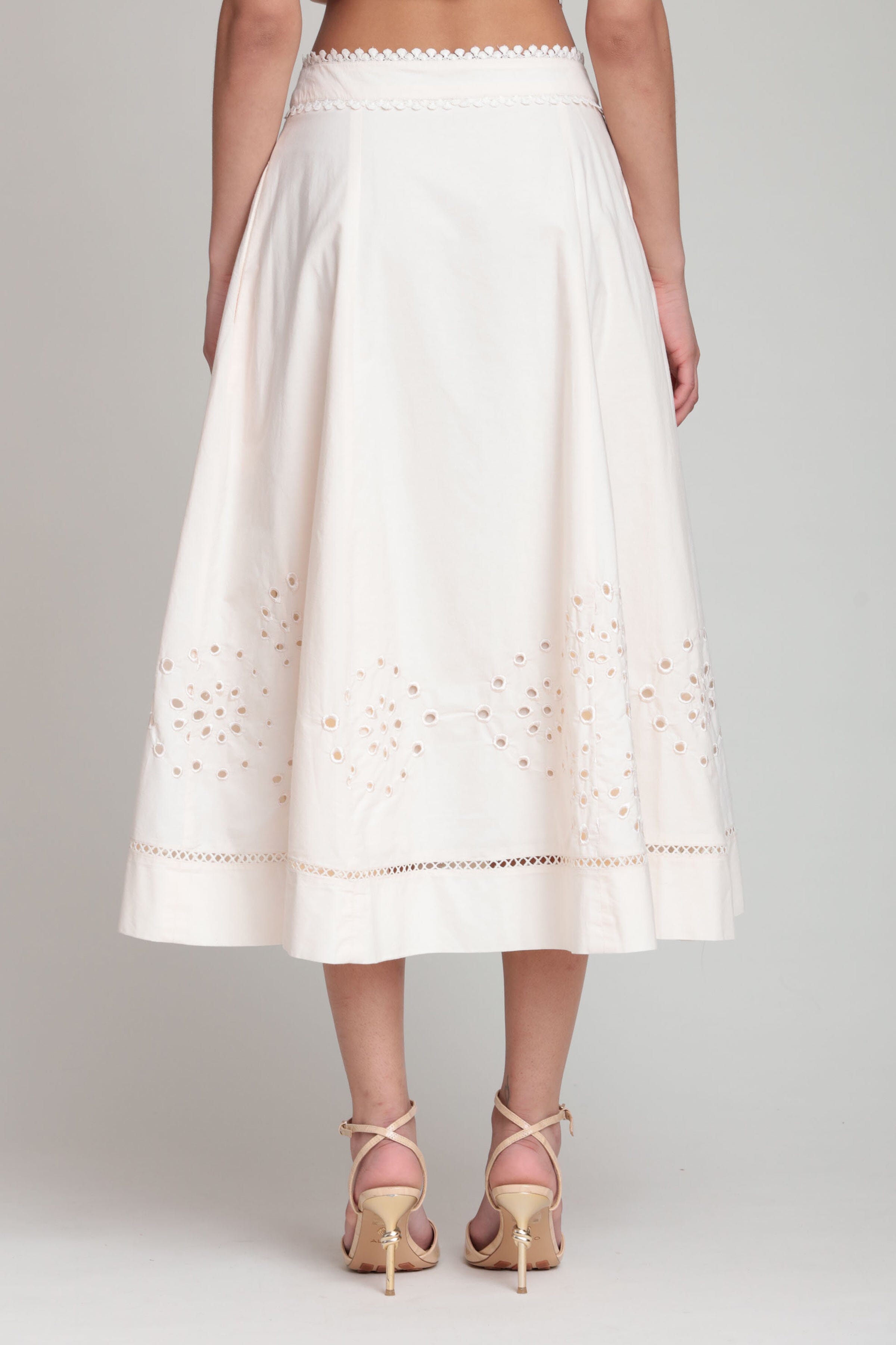 Cotton white midi skirt - Shop designer women's cute midi skirts by Avec Les Filles