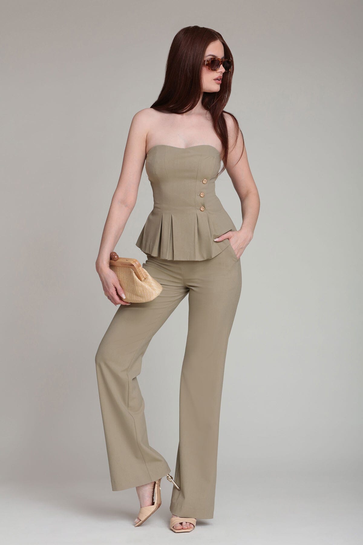 Asymmetric Waist Tailored Flare Pant Pants Avec Les Filles 