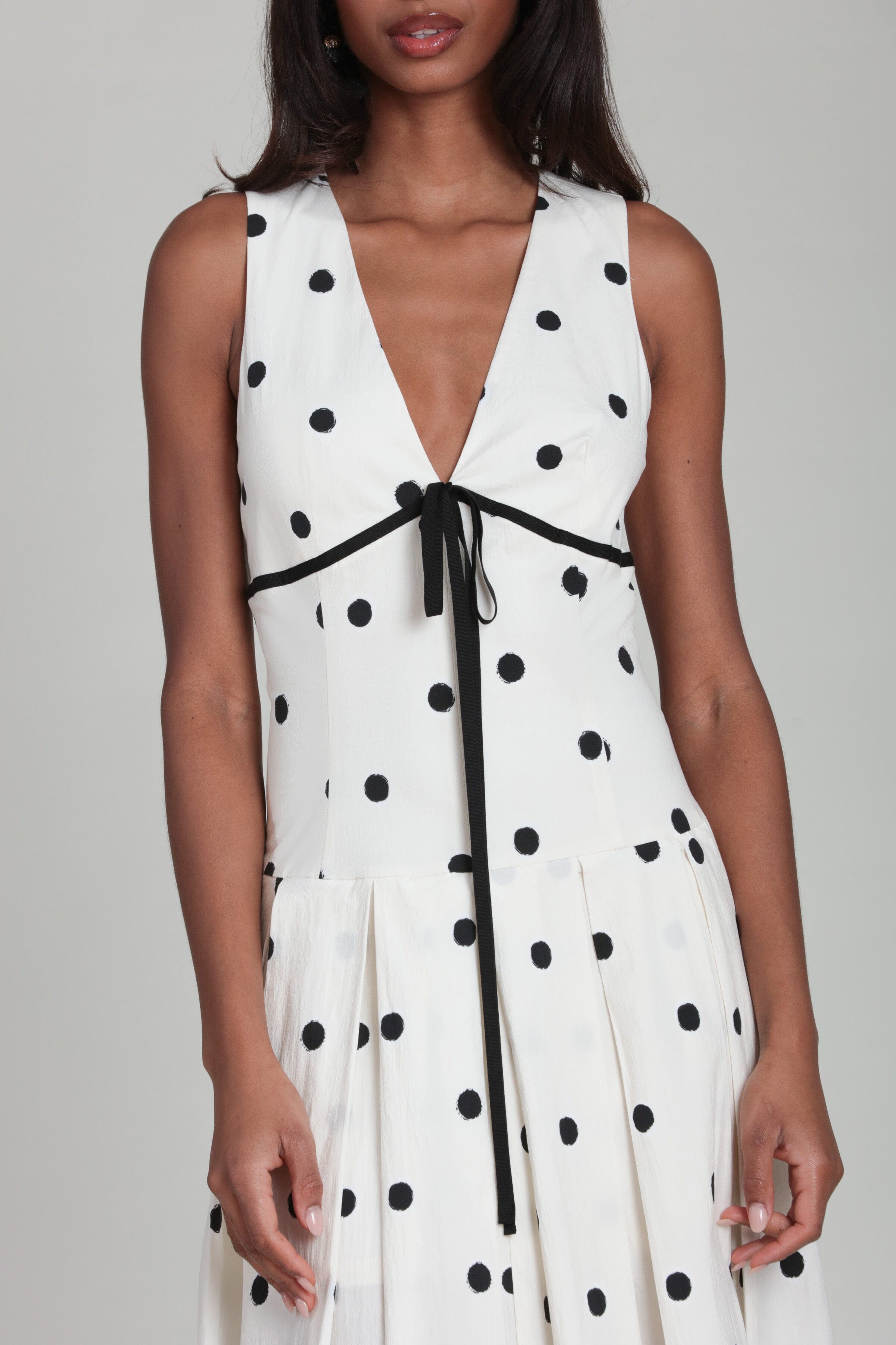 polka dot black and white dress Galaxia | Black & White Polka Dot Maxi Dress With Mesh Skirt main image 0