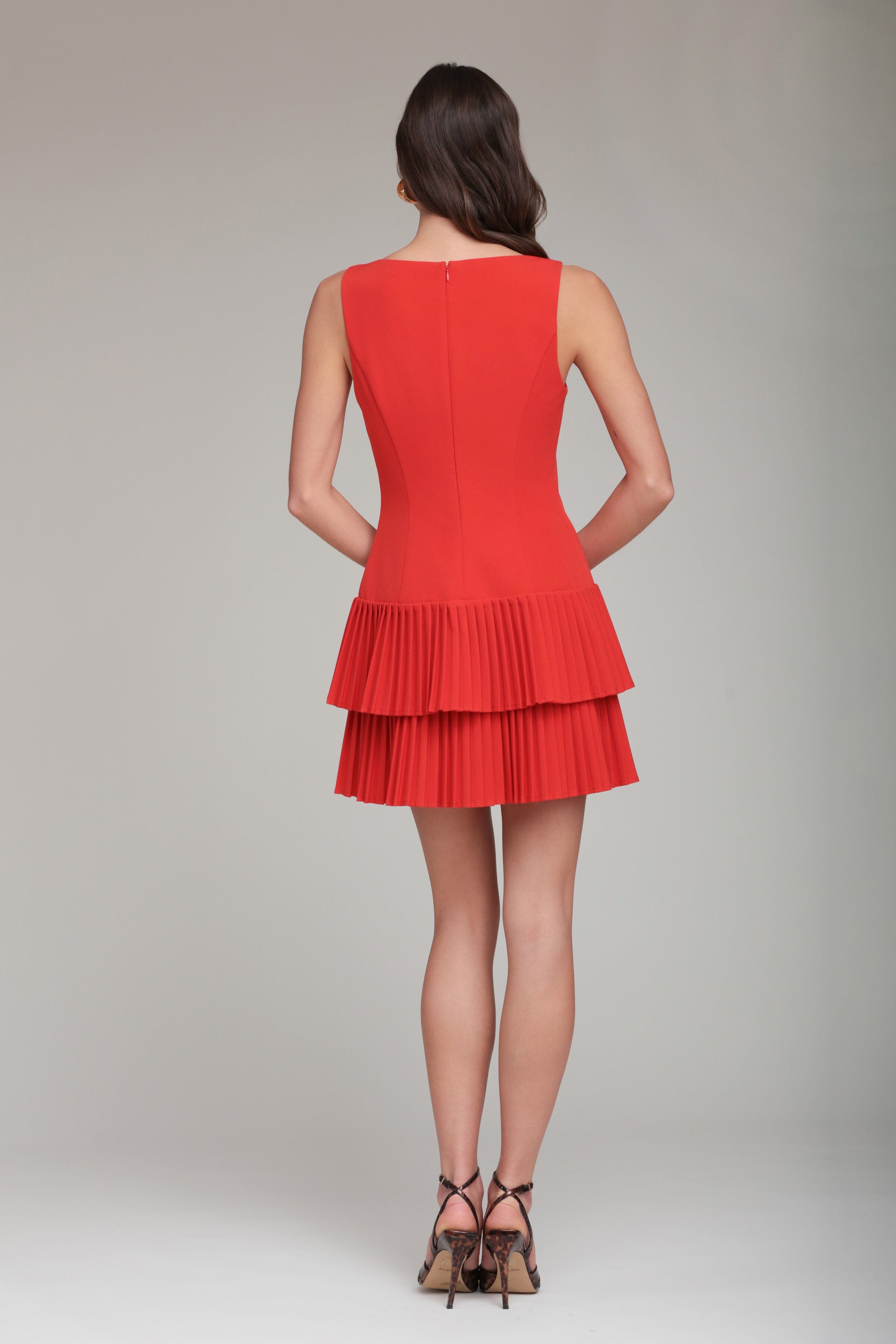 Drop Waist Pleated Tier Mini Dress