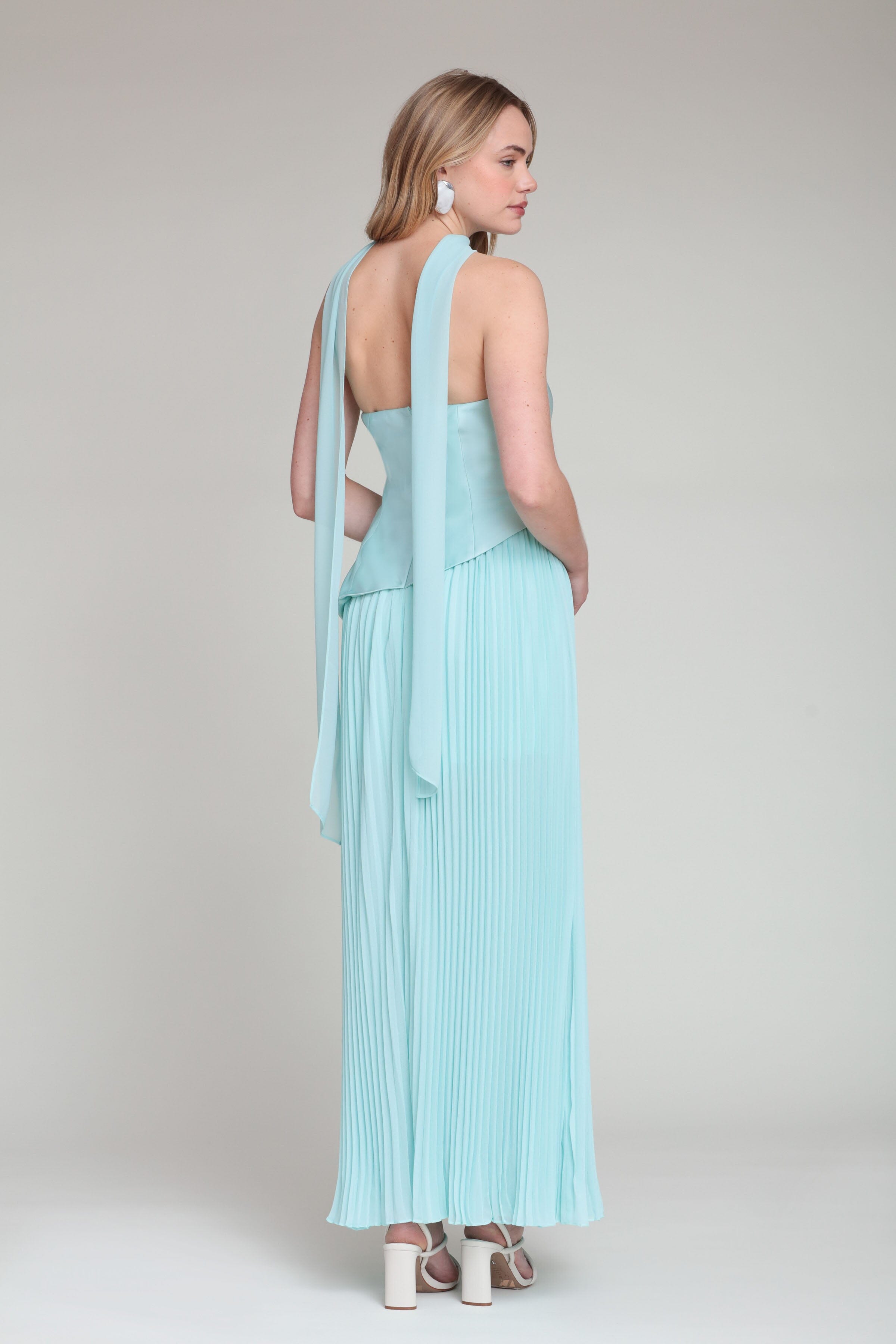 Blue Strapless Flowy Maxi Dress Aqua / 8 Blue Strapless Flowy Maxi Dress Aqua / 8