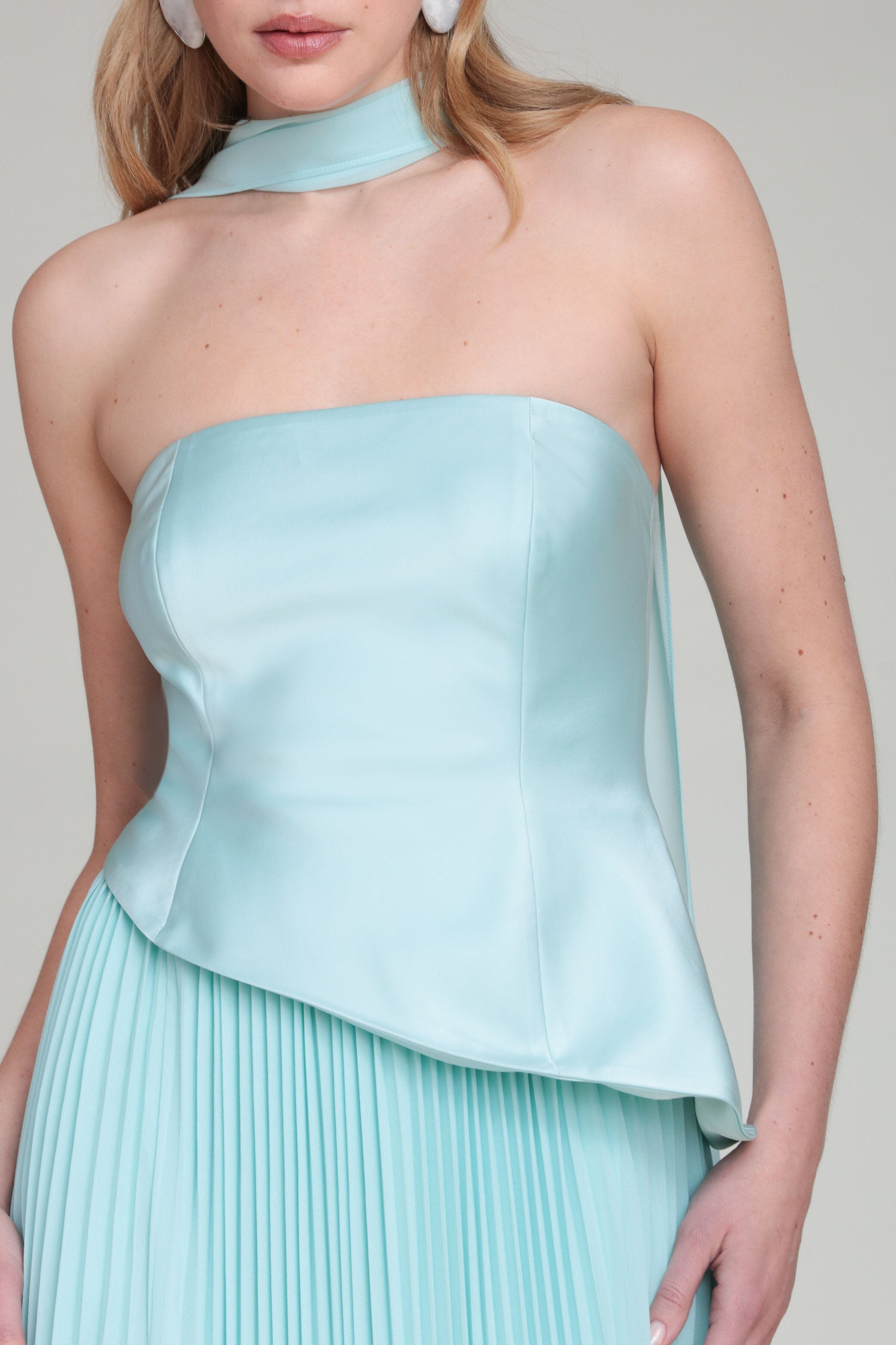 Blue Strapless Flowy Maxi Dress Aqua / 8 Blue Strapless Flowy Maxi Dress Aqua / 8