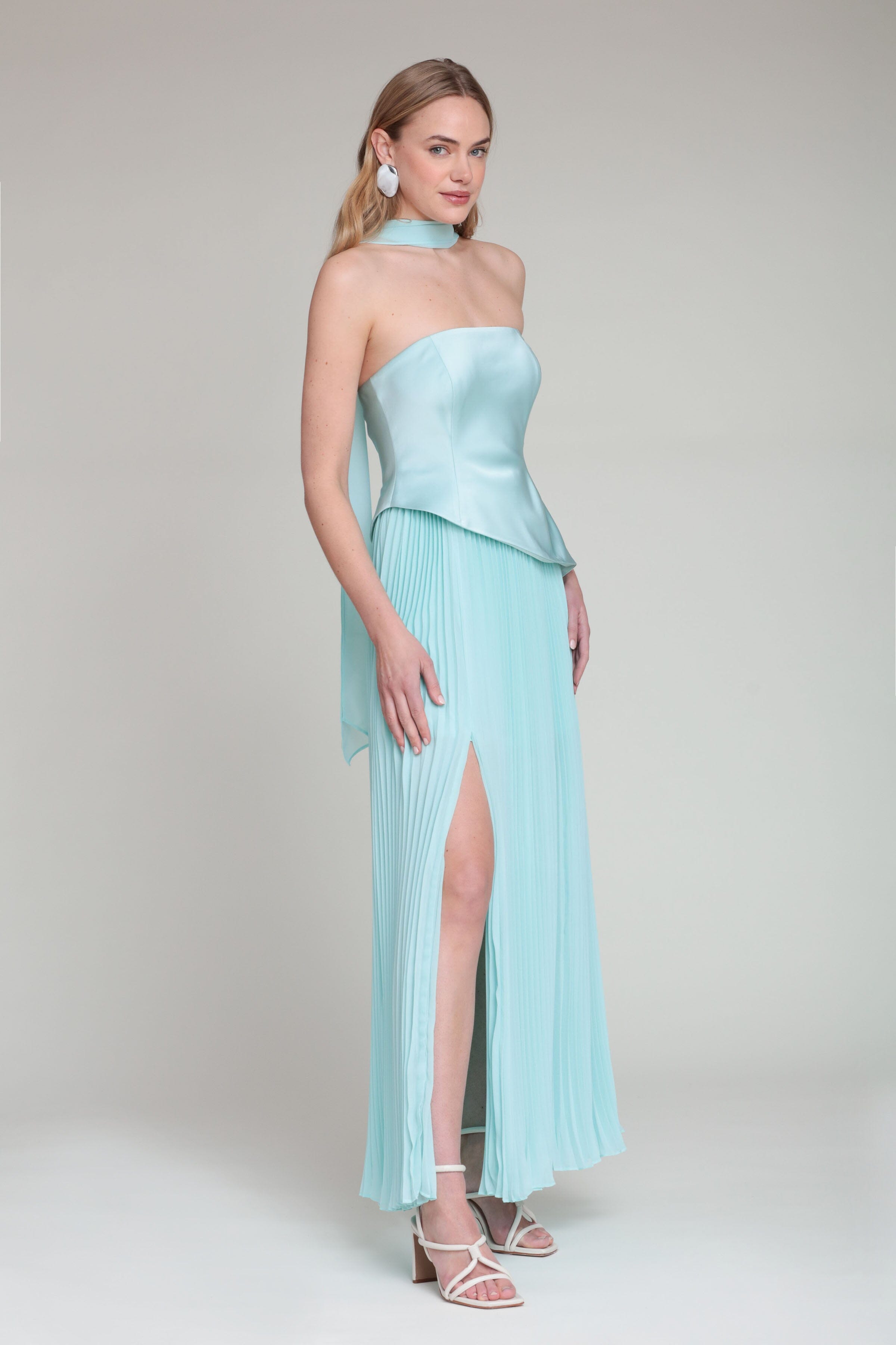 Blue Strapless Flowy Maxi Dress Blue Strapless Flowy Maxi Dress