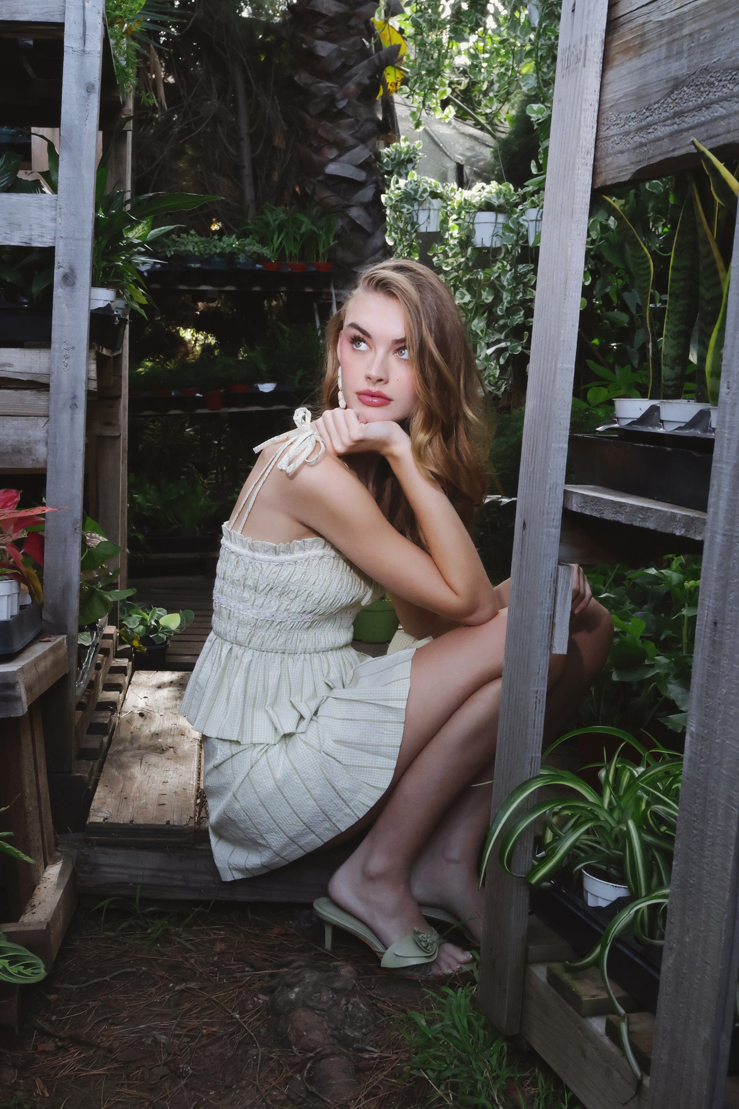 Striped smocked cream gingham peplum tank top with adjustable straps - Shop women's peplum tops by Avec Les Filles