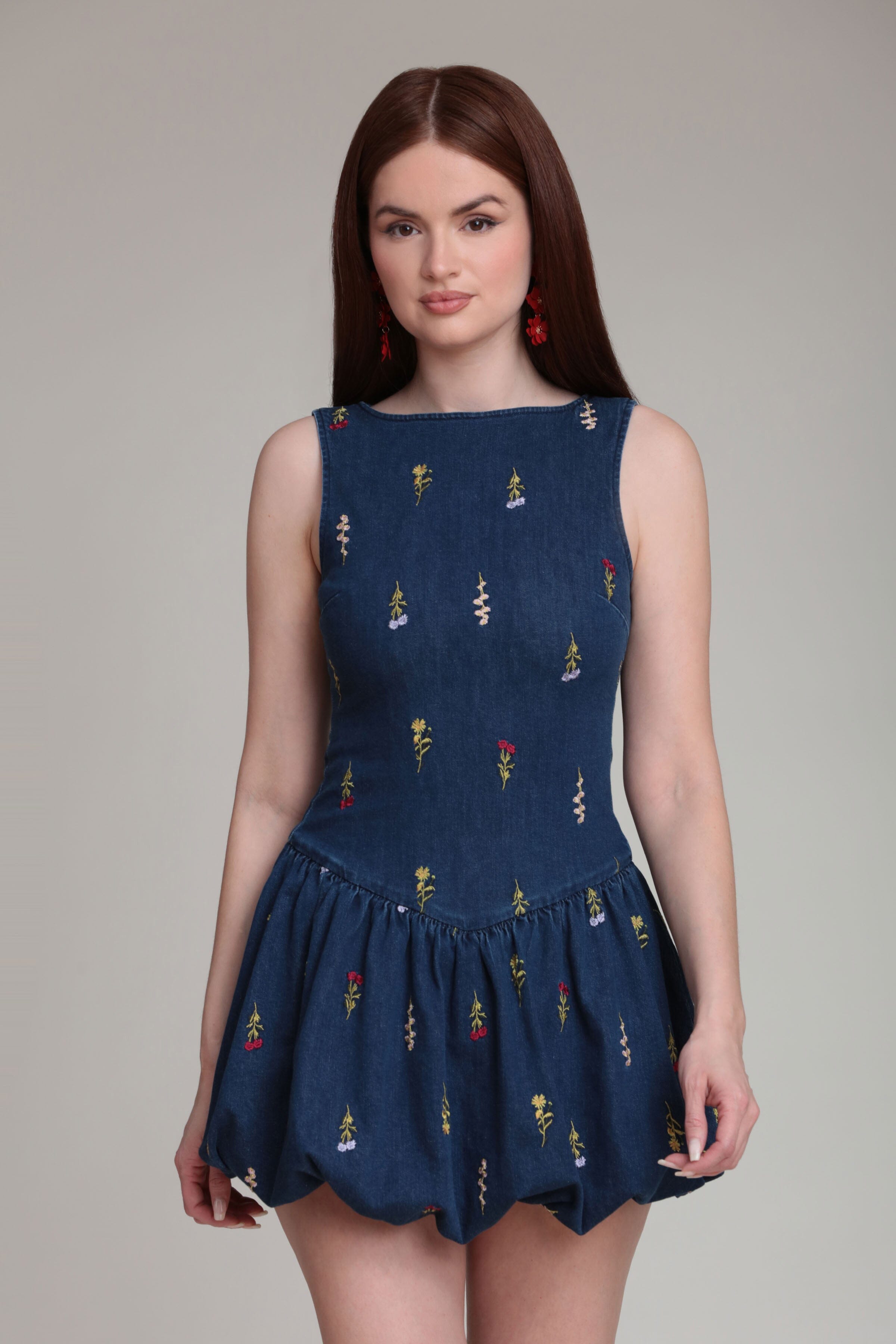green emerald velvet dress Embroidered Indigo Blue Denim Romper Dress