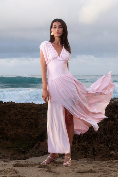 dusty pink flowy dress Petal and Pup Women's Betina Bow Front Maxi Dress main image 0