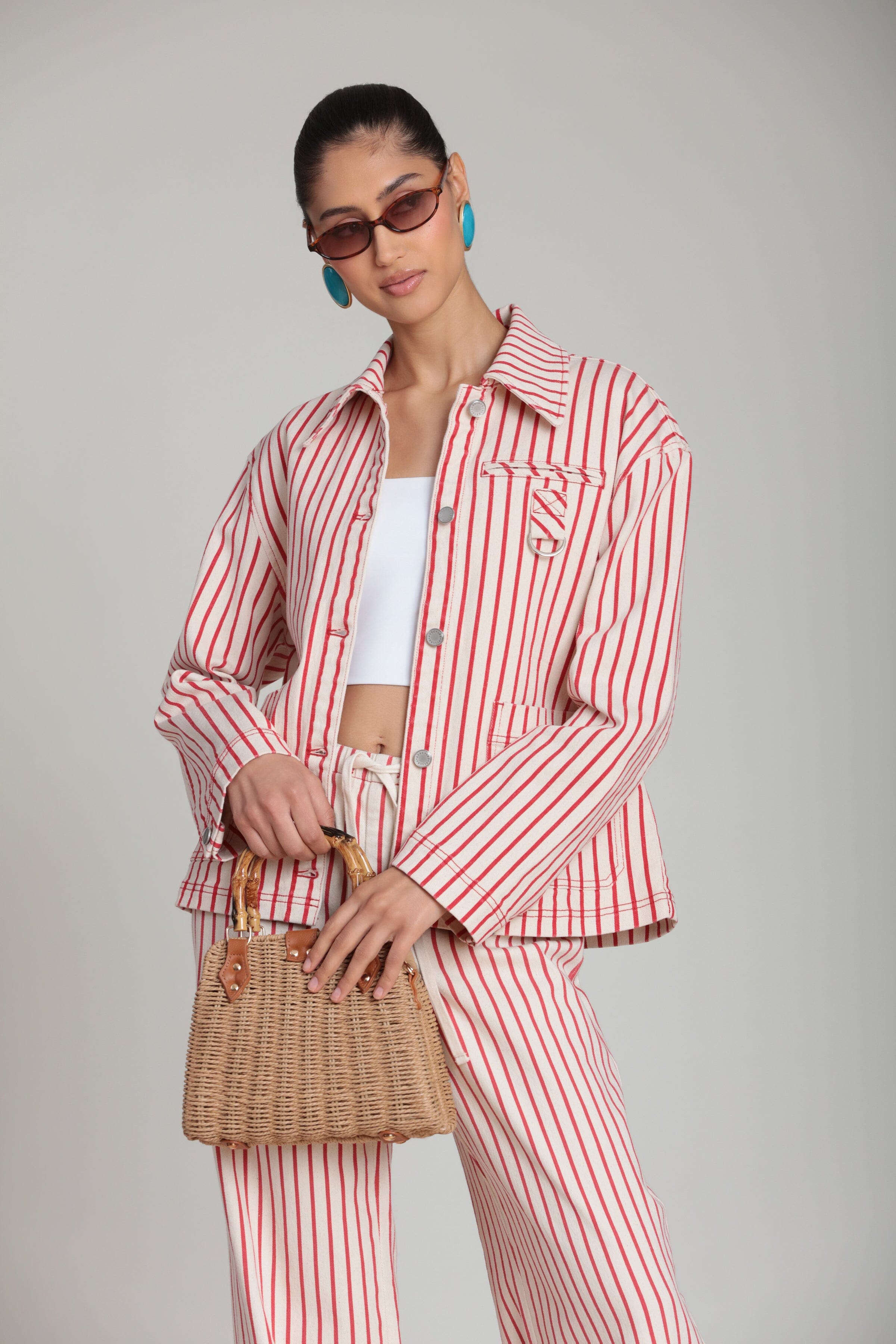 Wide leg striped pants with adjustable drawstring tie - Shop women's cotton striped pants by Avec Les Filles