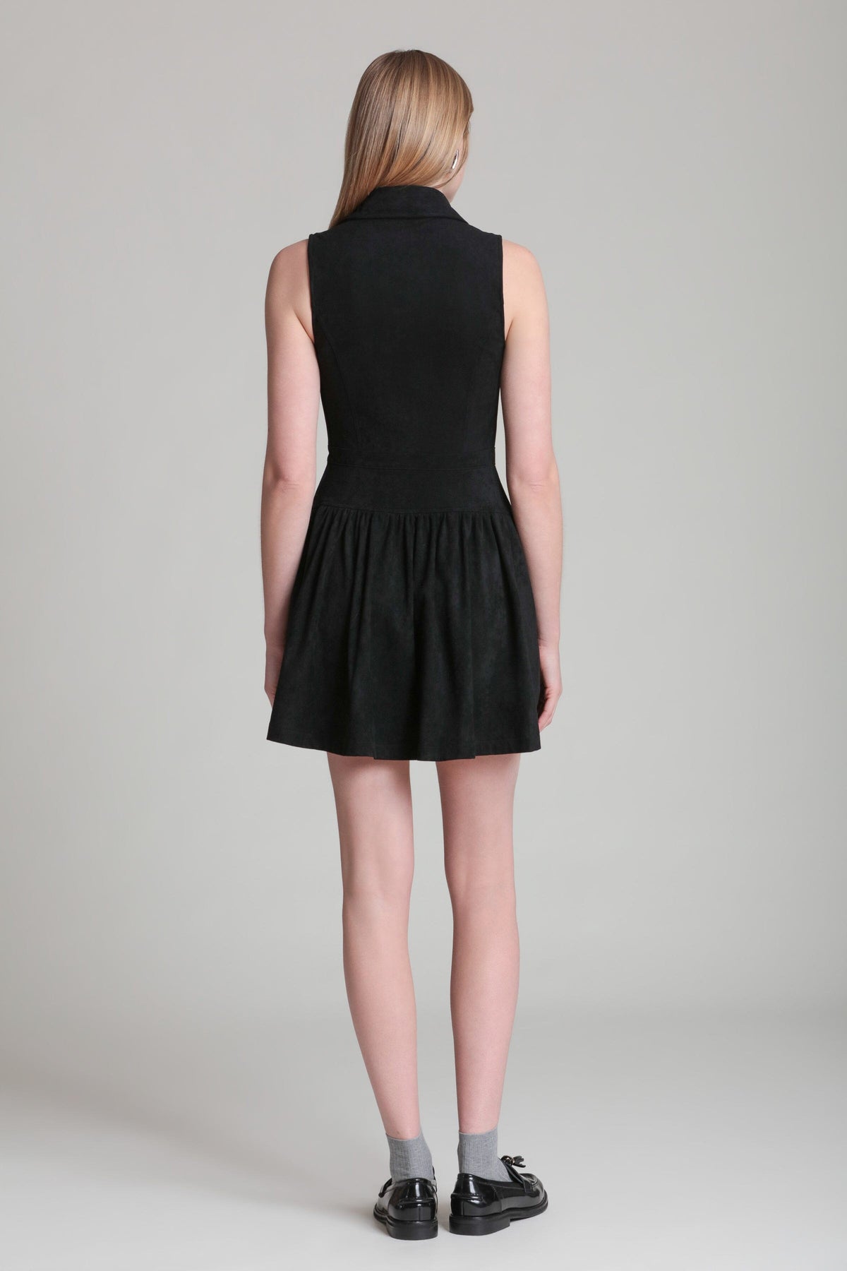 Sleeveless black mini dress with a drop waist - Shop designer women's cute mini dresses by Avec Les Filles.