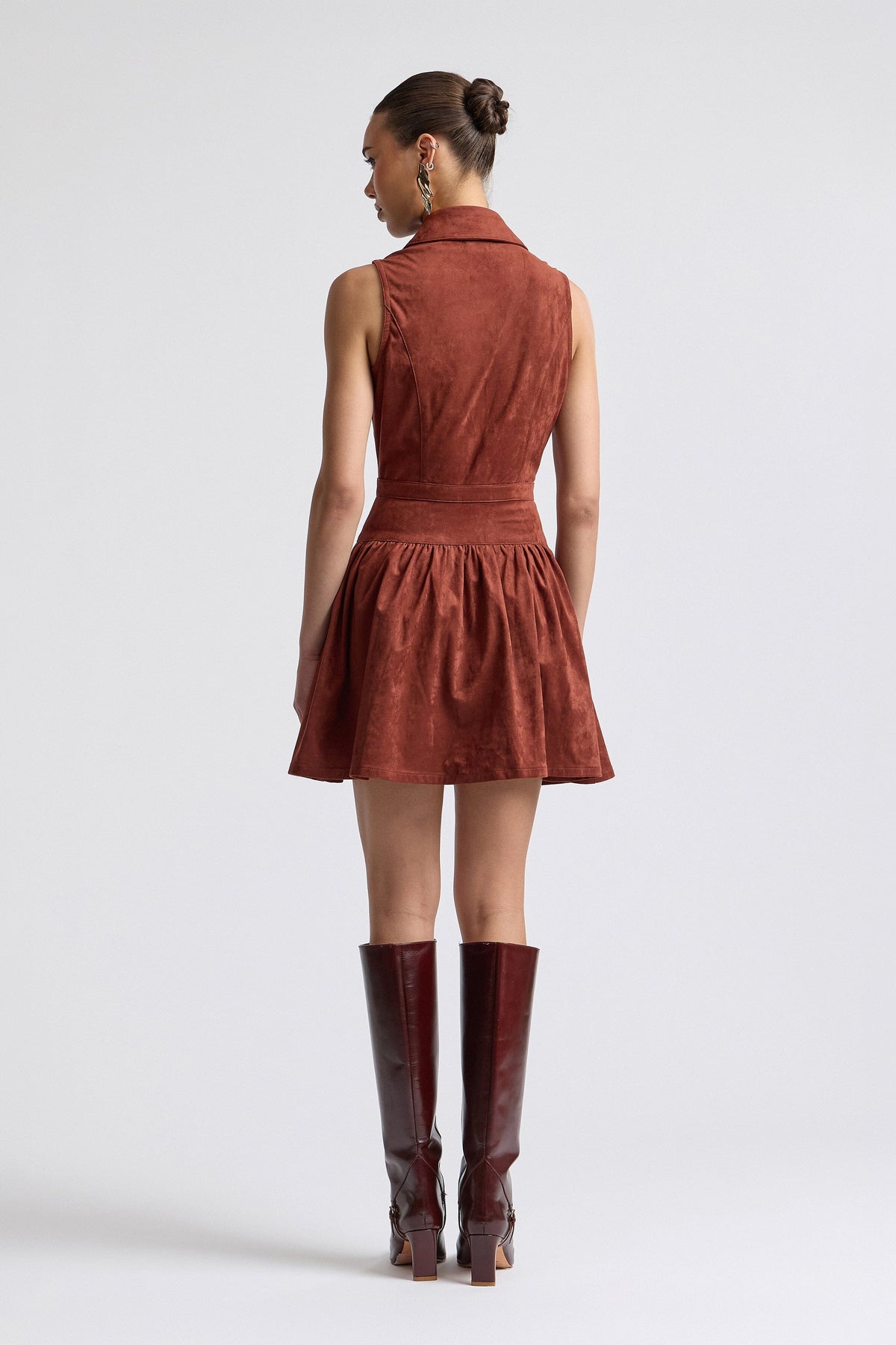 Sleeveless mini button down dress with point collar - Shop designer women's cute mini dresses by Avec Les Filles.