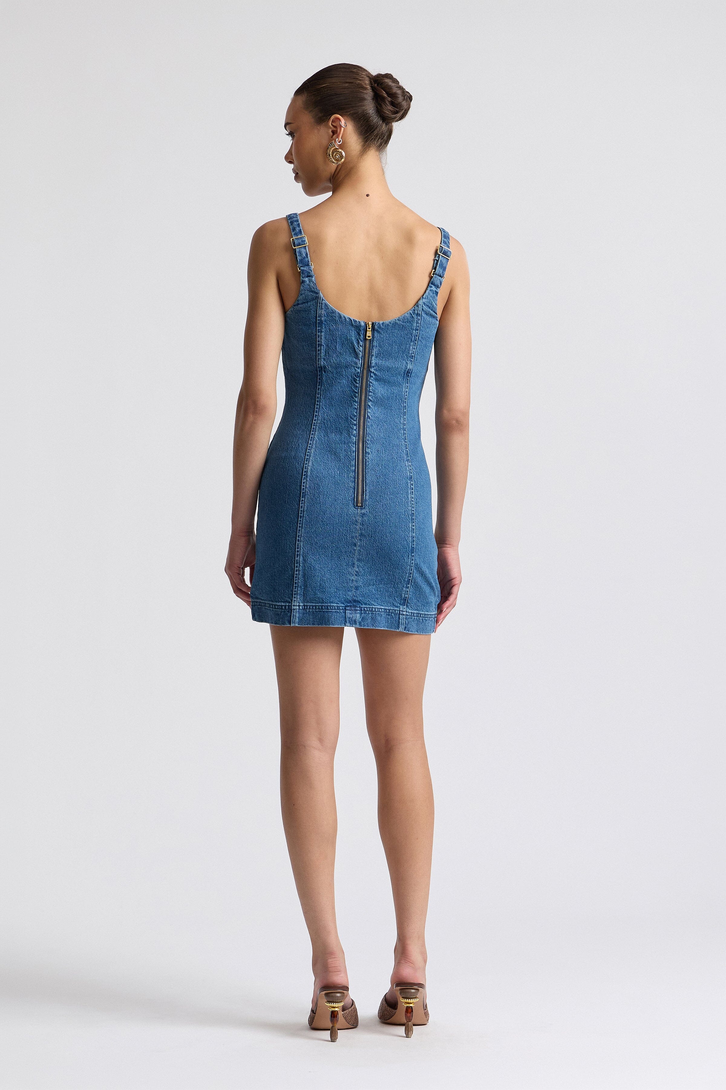 Charm Embellished Bodycon Denim Blue Jeans Dress Charm Embellished Bodycon Denim Blue Jeans Dress