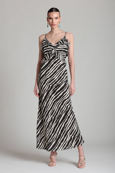 zebra print prom dress Mac Duggal Women's Sleeveless Brocade Gown With Belt - Gold