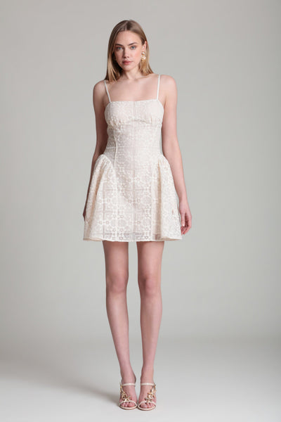 Cotton Tile Embroidered Mini Dress
