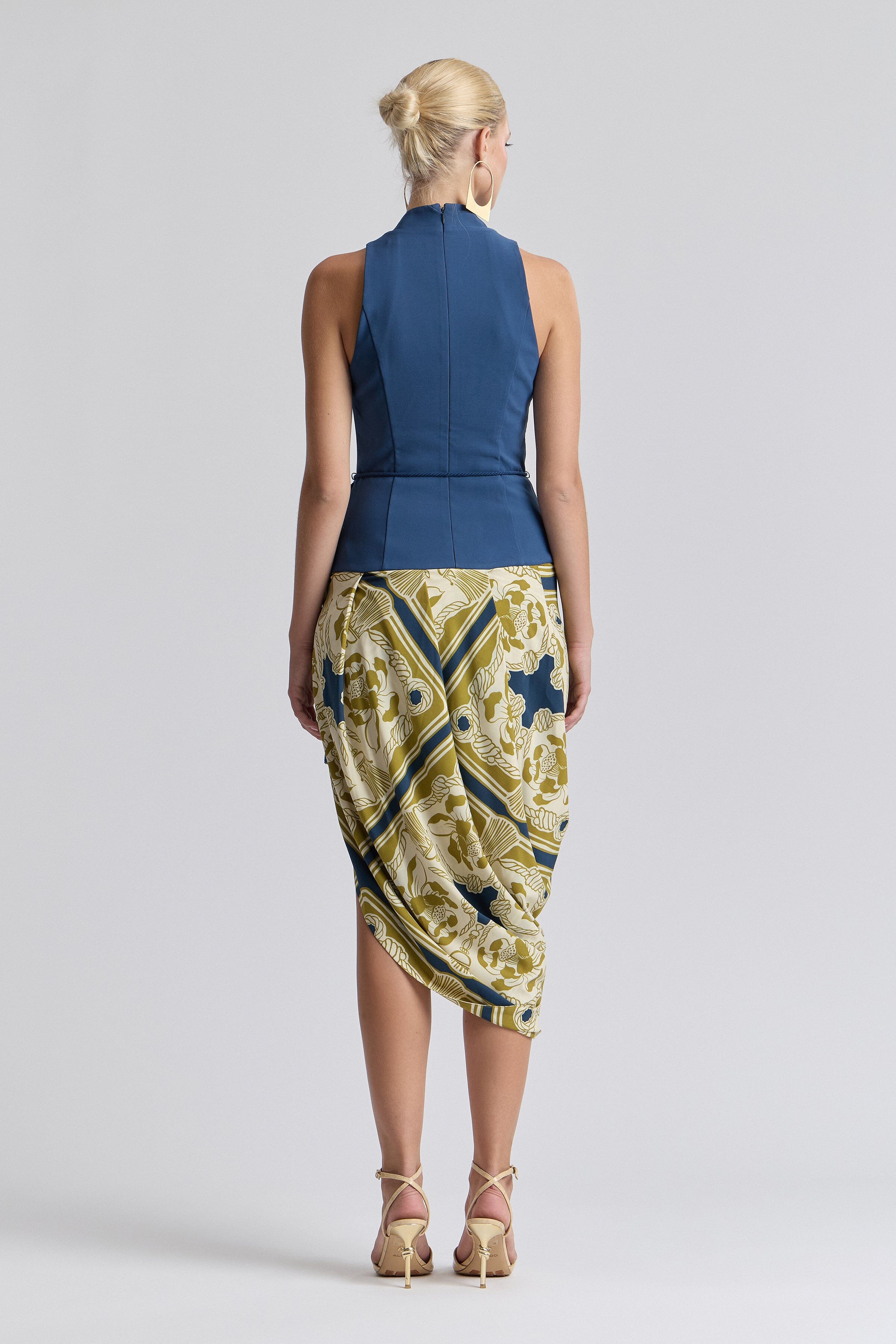 Mock Neck Asymmetric Draped Midi Dress - Shop designer women's cute midi dresses Avec Les Filles