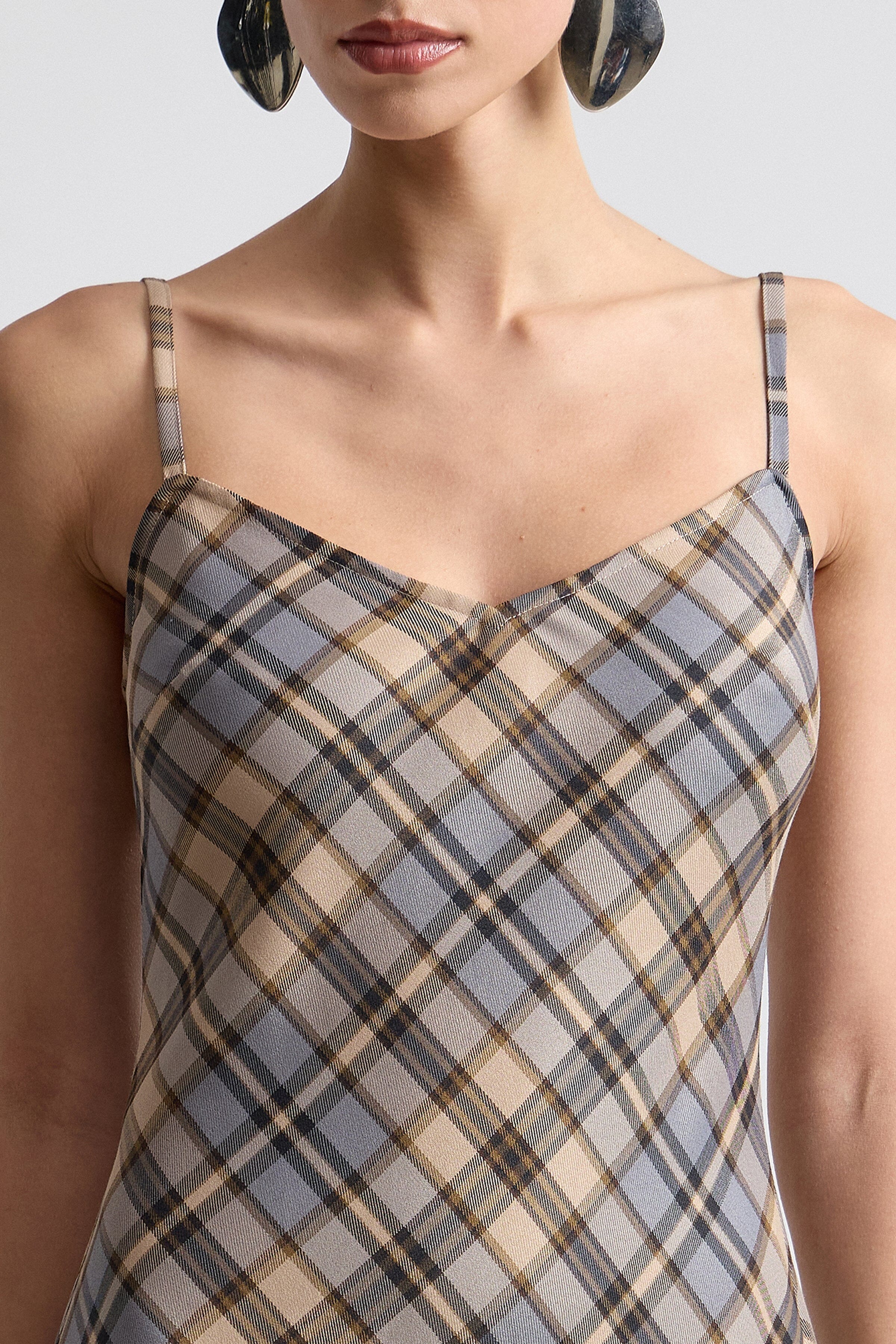 Brown plaid maxi dress with spaghetti straps - Shop women's dresses by Avec Les Filles