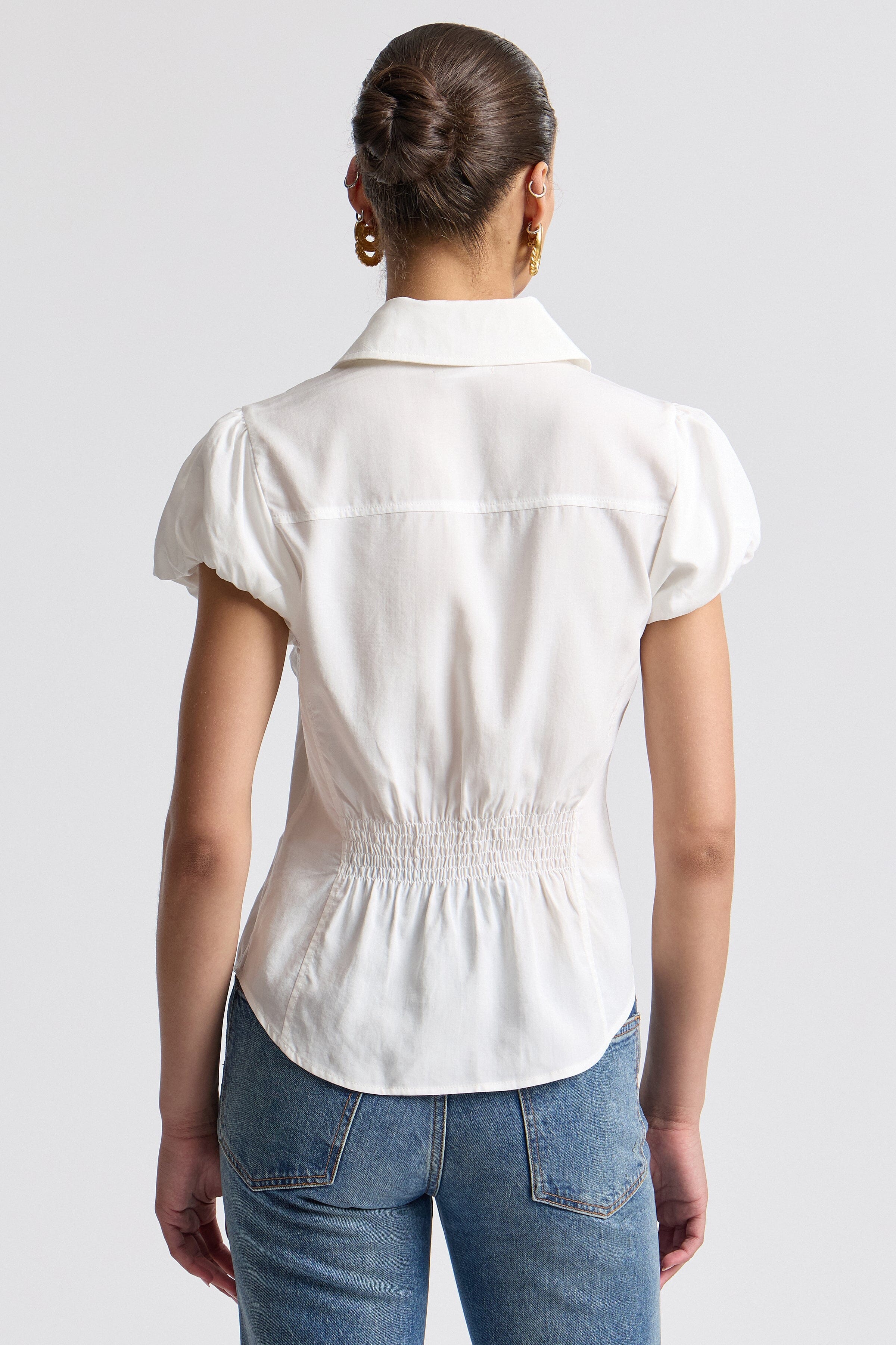 White puff sleeve shirt​ in soft poplin top - Shop women's cute tops by Avec Les Filles