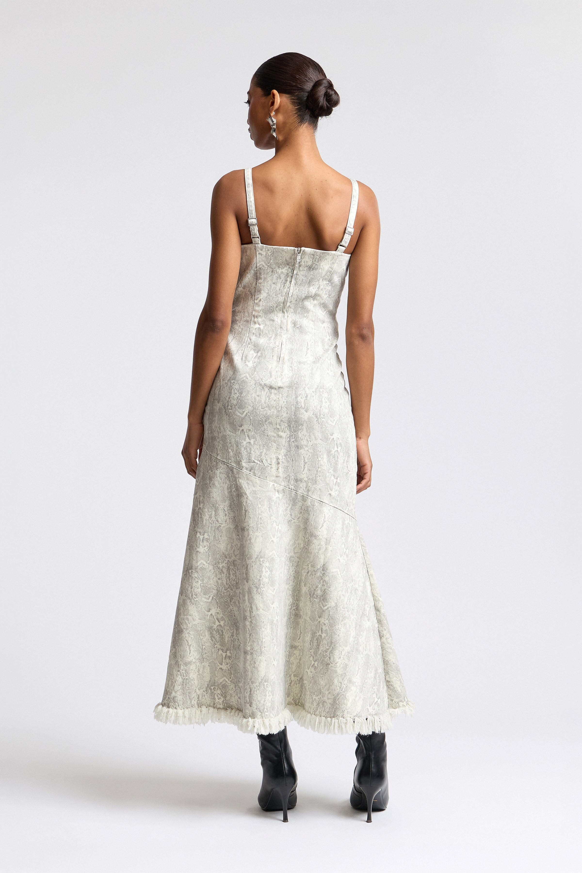 Midi asymmetric snake skin dress with adjustable straps - Shop women's cute midi dresses by Avec Les Filles