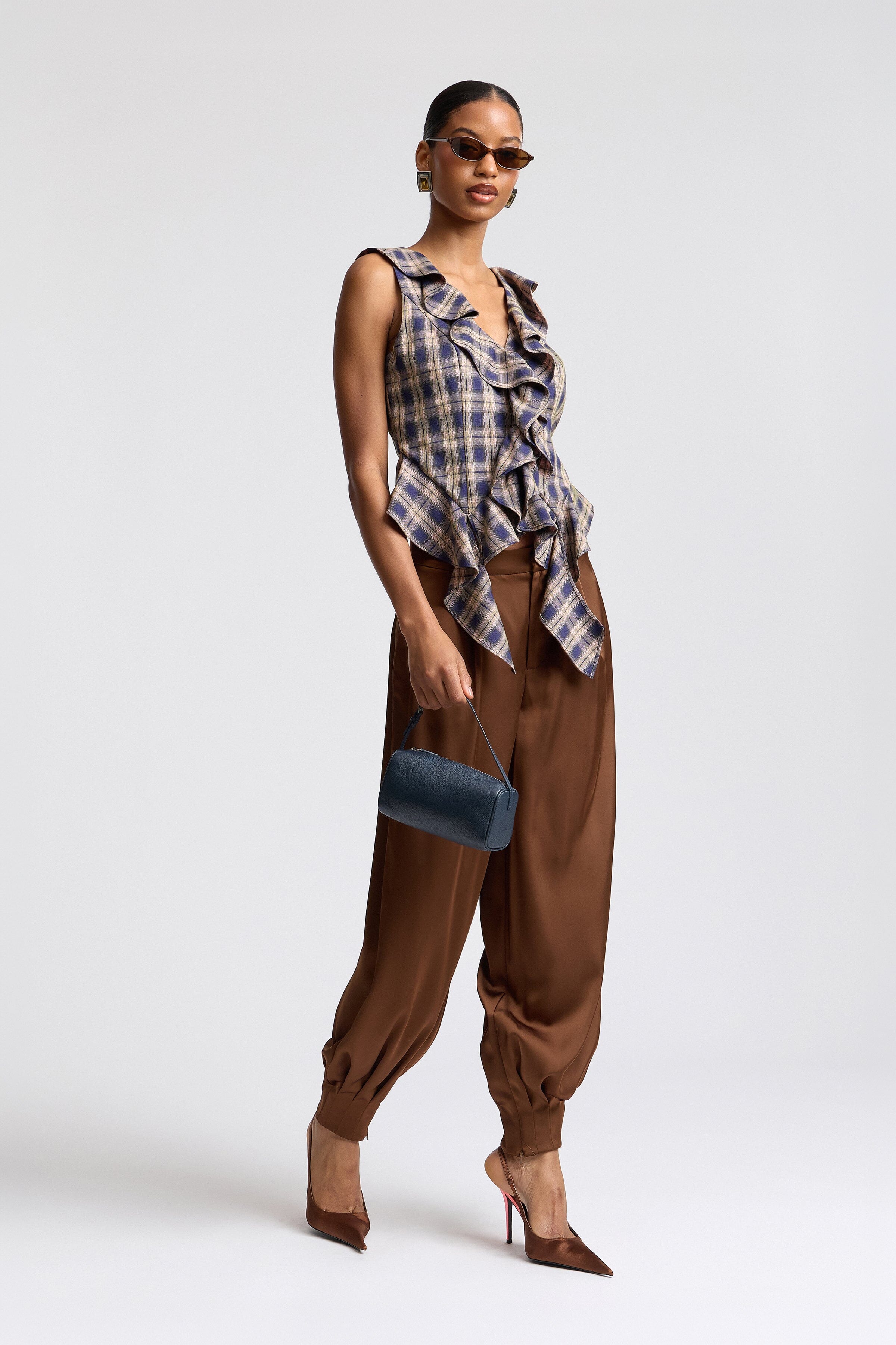 Twilight Multicolor Ruffle Plaid Top