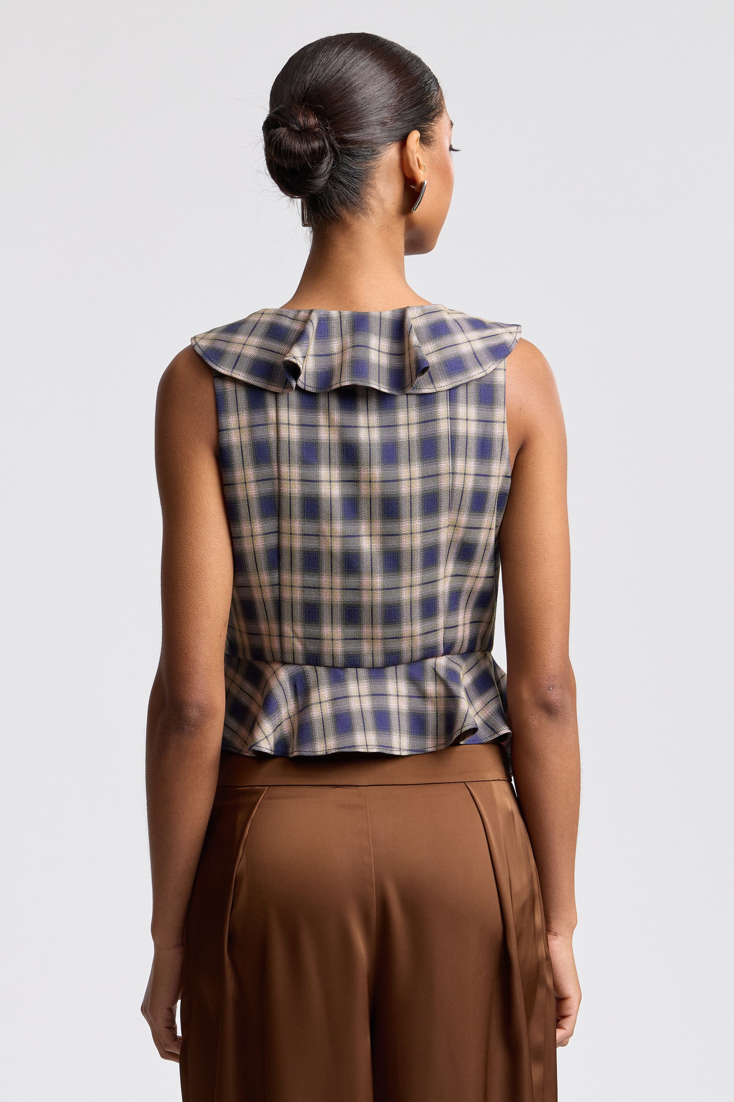 Twilight Multicolor Ruffle Plaid Top