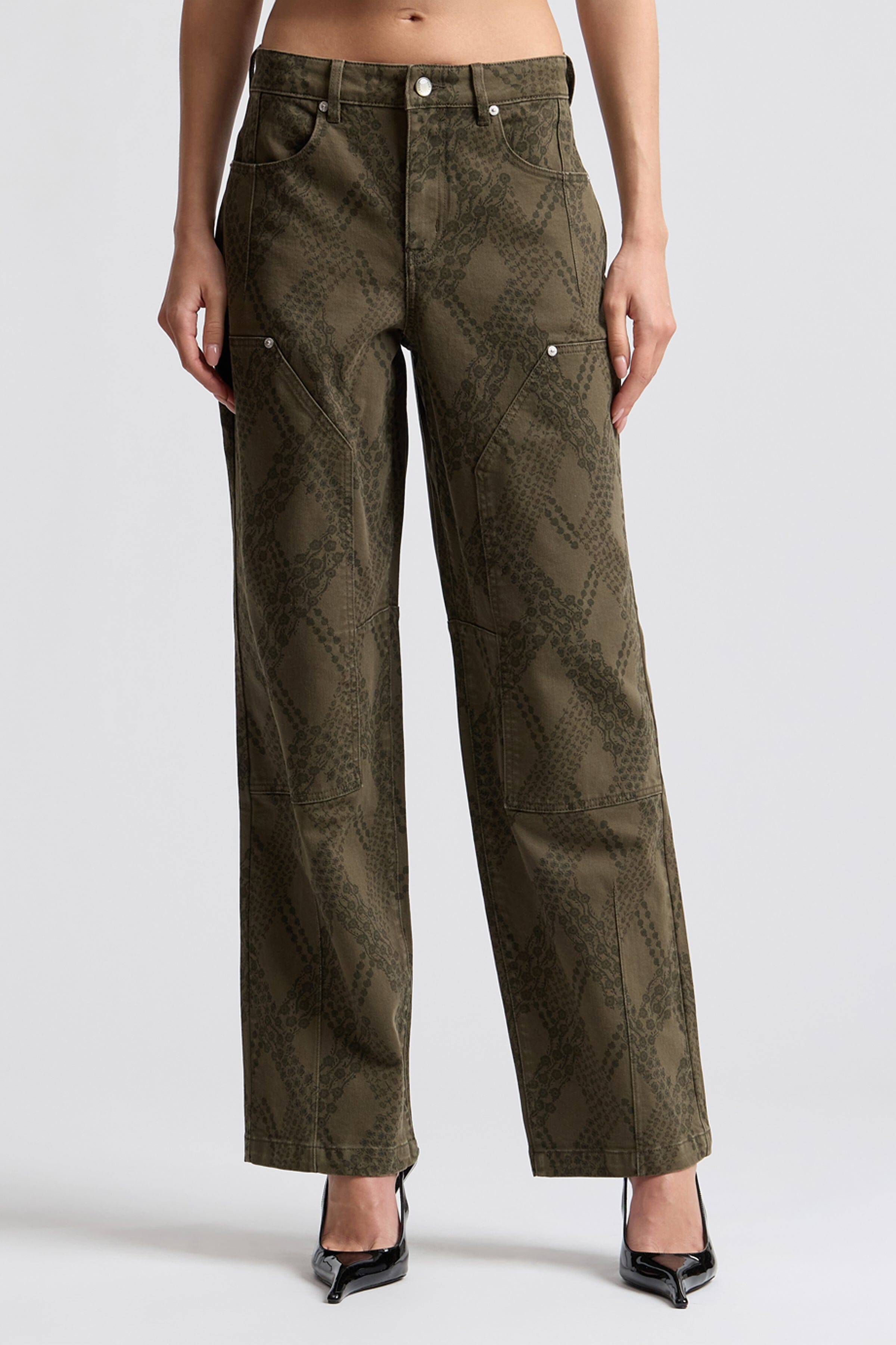 Paisley wide leg snake skin jeans in stretch cotton with straight-leg fit - Shop printed denim pants by Avec Les Filles