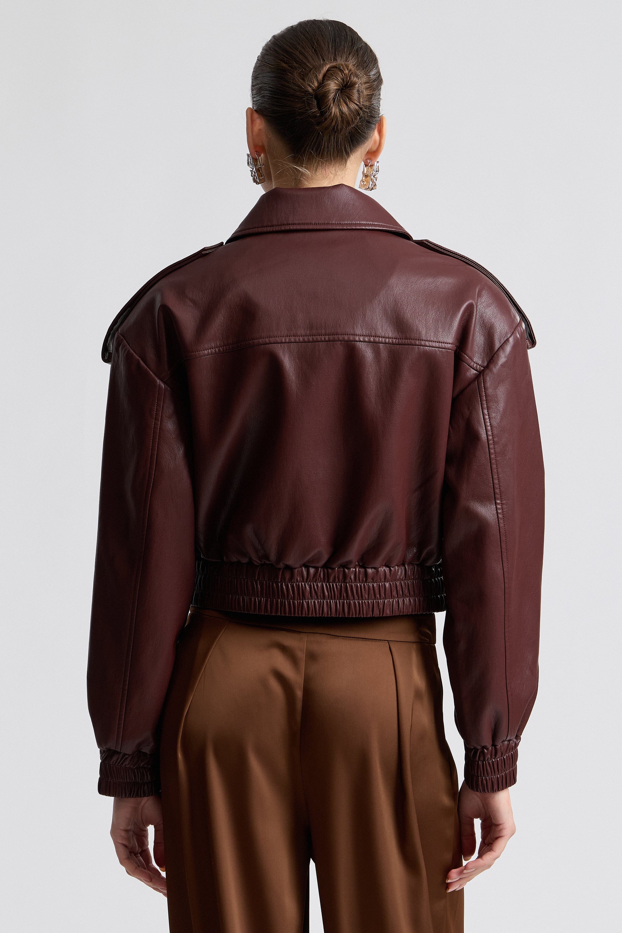 Oversize faux leather bomber jacket with elasticised waist - Shop women's bomber jackets by Avec Les Filles