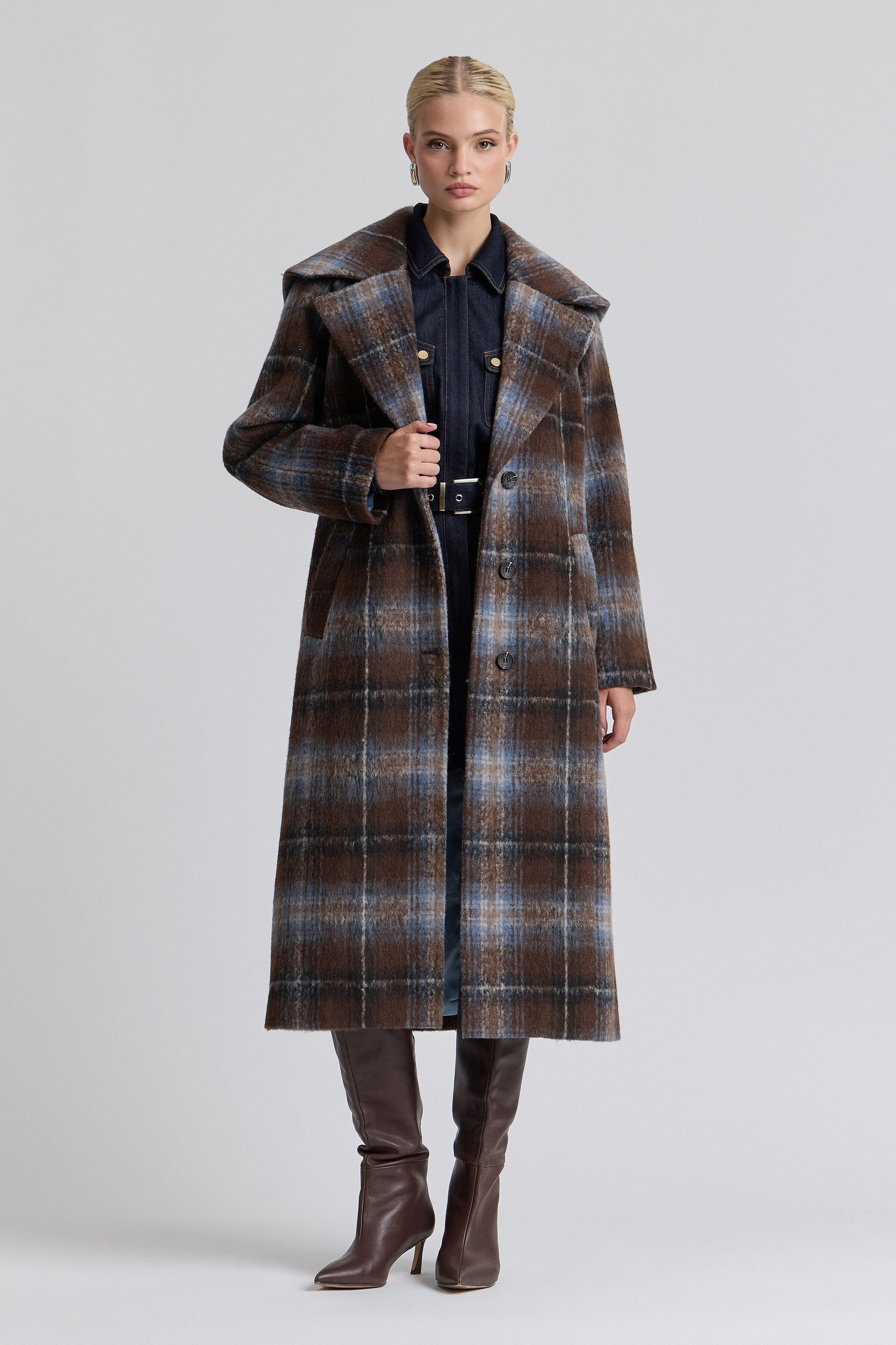 Plaid Sailor Collar Coat Coats & Jackets Avec Les Filles 