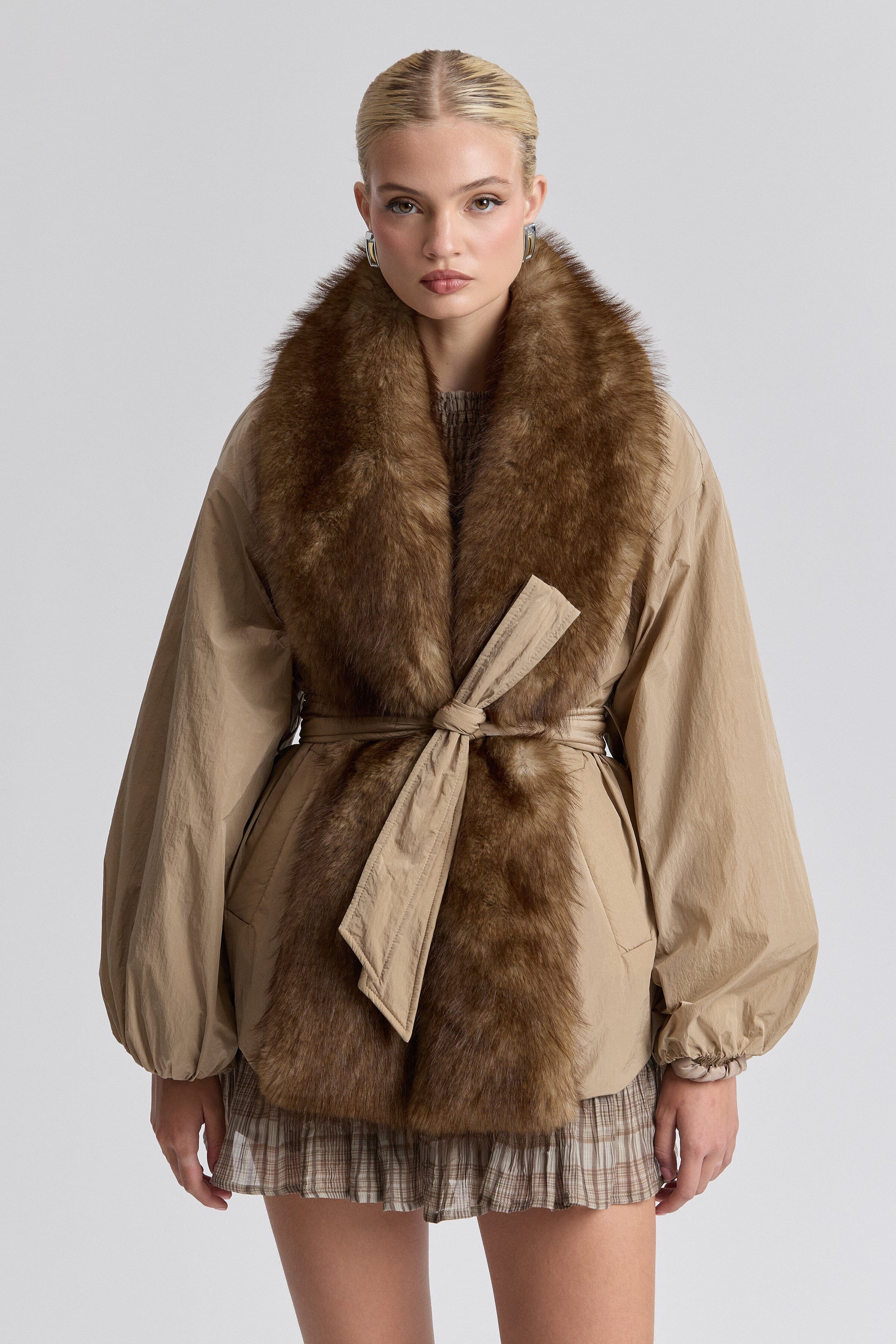 Faux Fur-Trimmed Nylon Parka