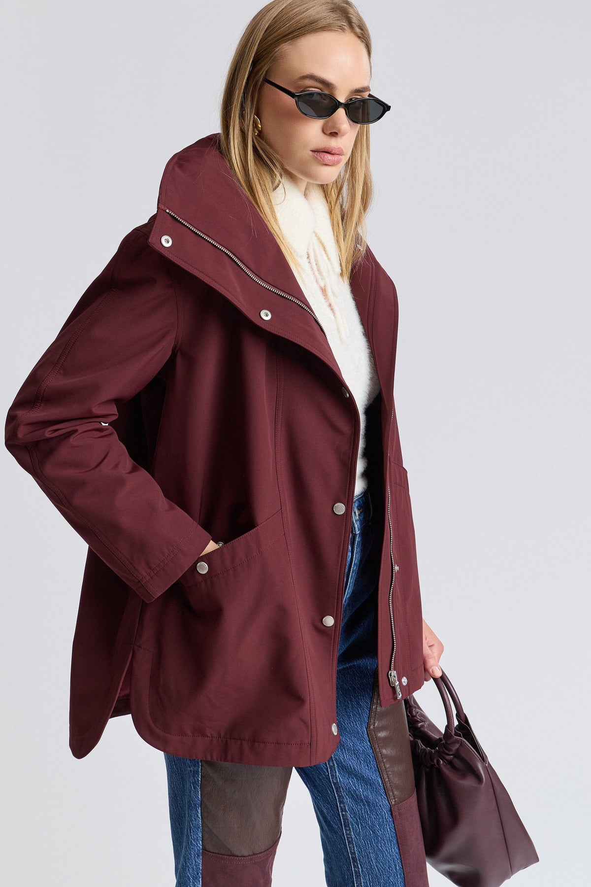 Womens rain coat jacket with a zip front and long sleeves - Shop women's cute coat jackets by Avec Les Filles.