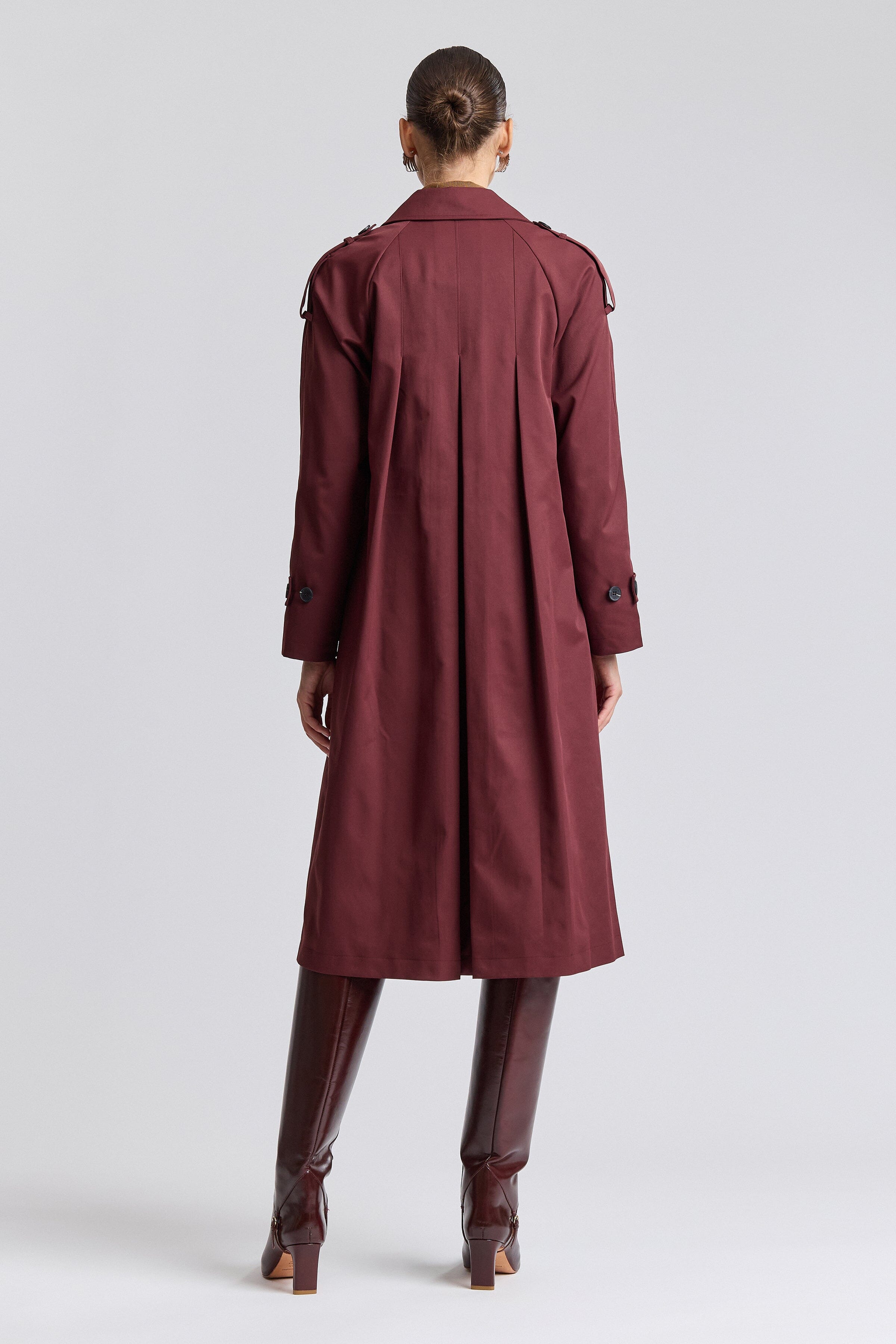 Oversized red long trench coat with long raglan sleeves - Shop best trench coats for women by Avec Les Filles.