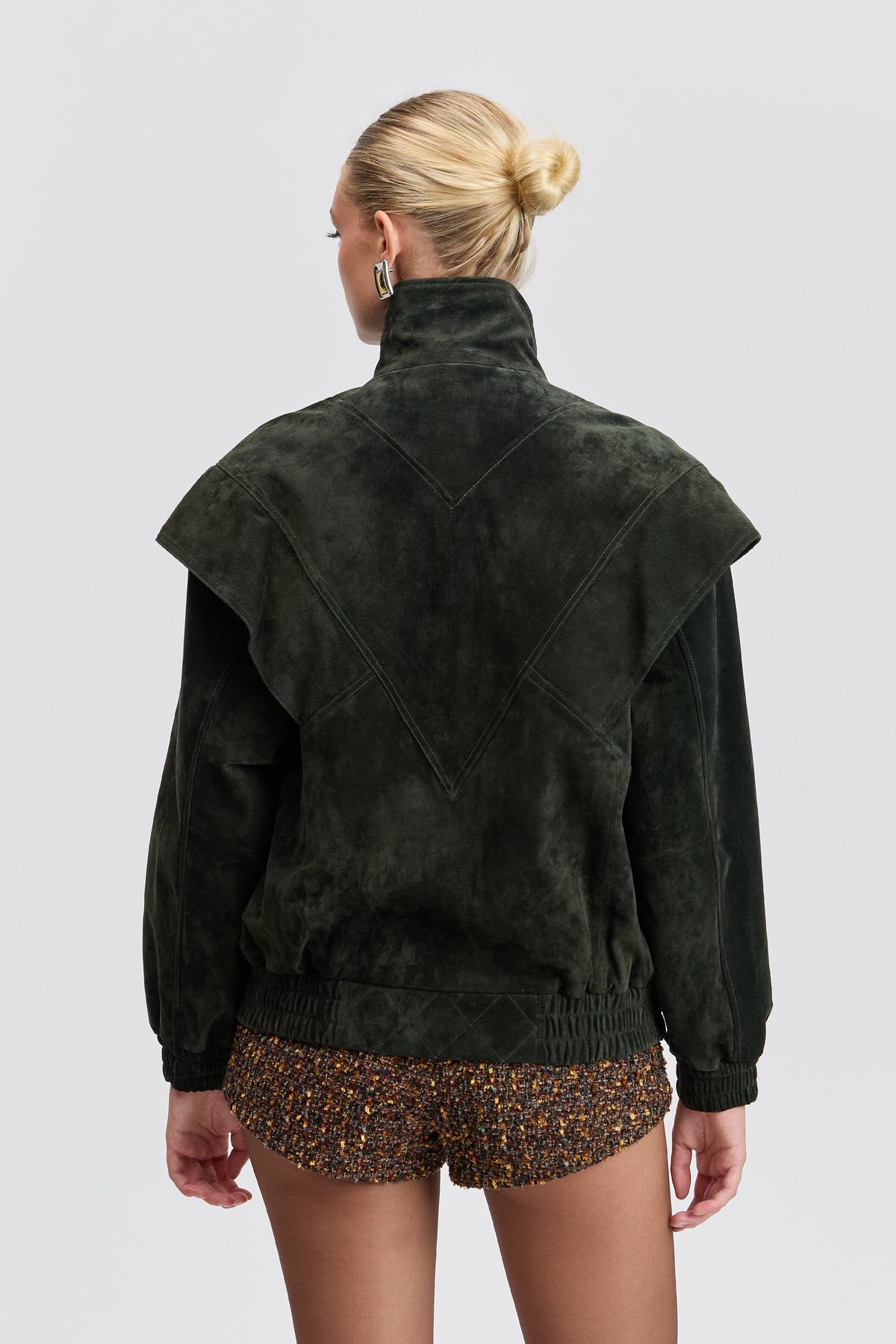 Genuine Suede Layered Yoke Bomber Jacket Coats & Jackets Avec Les Filles 