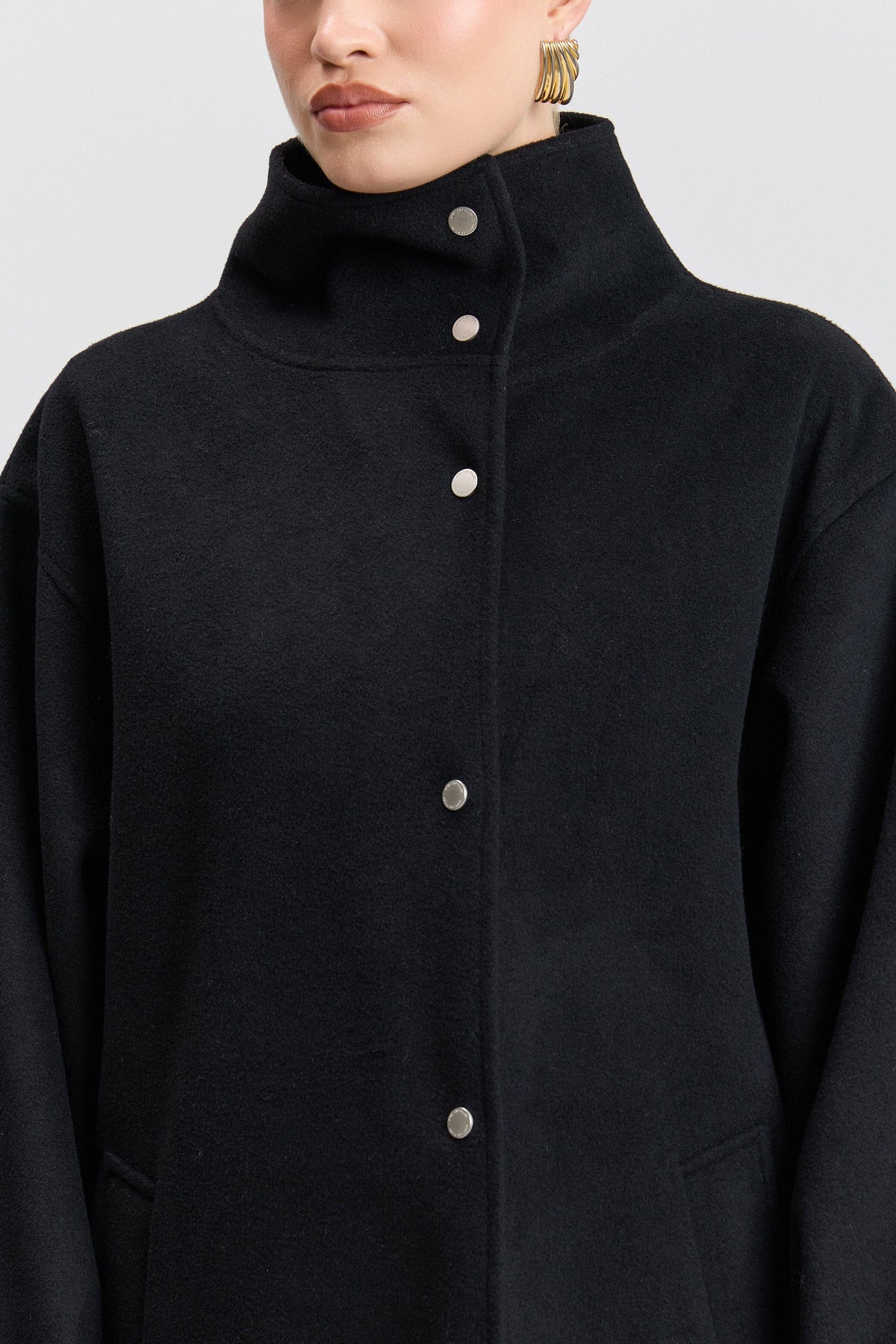 Double Faced Faux Wool Oversized Cocoon Coat - Black Coats & Jackets Avec Les Filles 