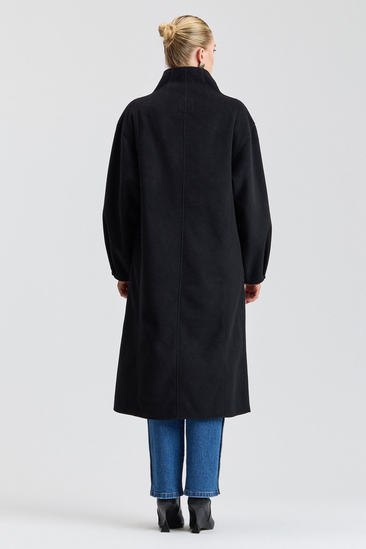 Double Faced Faux Wool Oversized Cocoon Coat - Black Coats & Jackets Avec Les Filles 