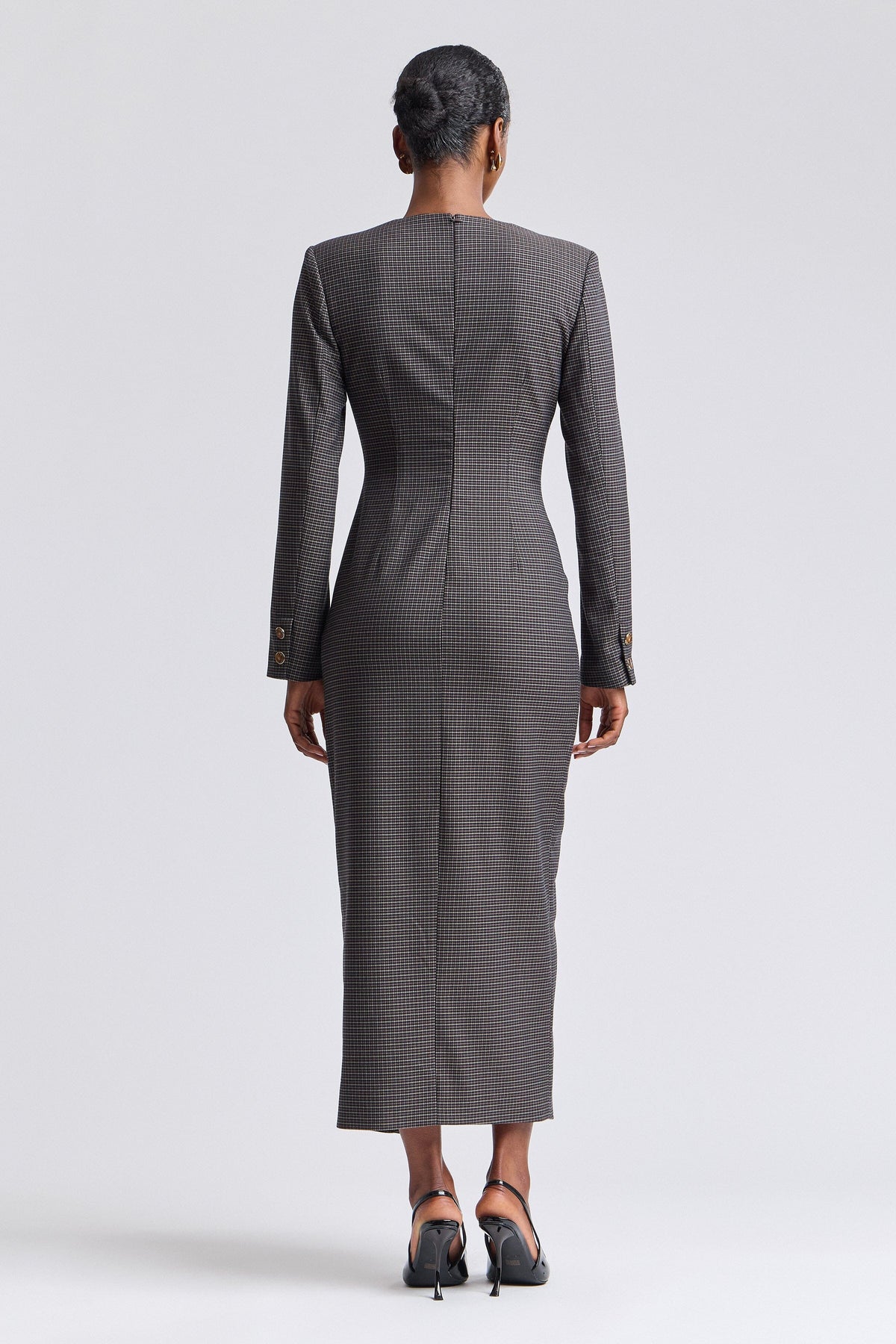Brown fall plaid dress women with long sleeves - Shop women's cute plaid maxi dresses by Avec Les Filles.