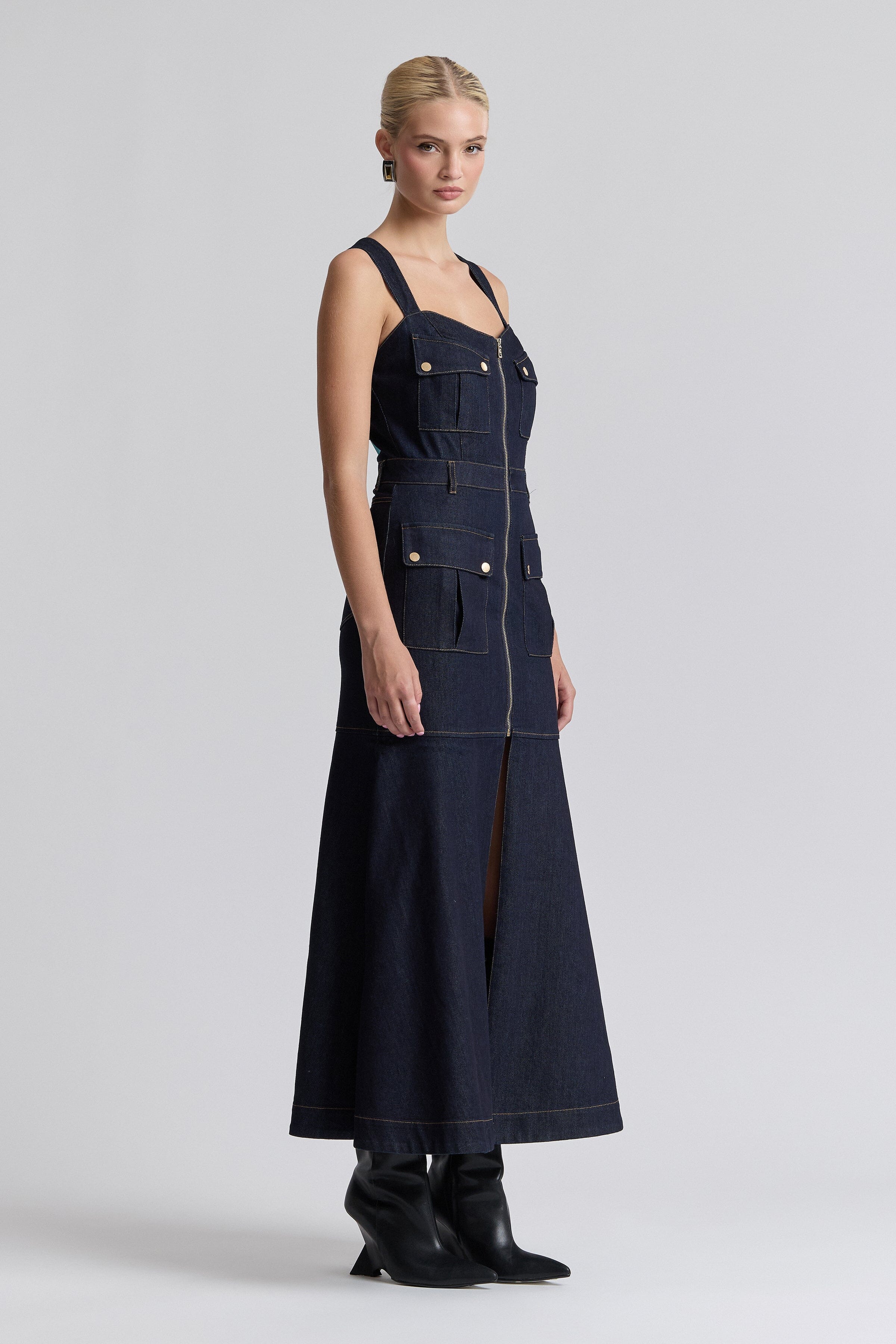 Indigo sleeveless denim maxi dress - Shop cute denim dresses for women by Avec Les Filles